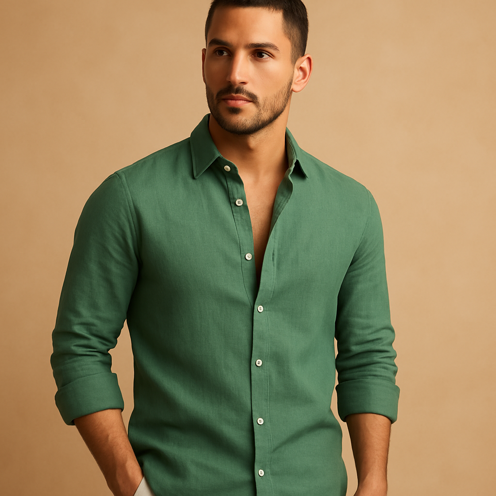 Men’s Lightweight Long-Sleeve Summer Shirt – Breathable Relaxed-Fit Button-Front Style for Office Holidays Weekend Smart Casual and Everyday Warm-Weather Wear
