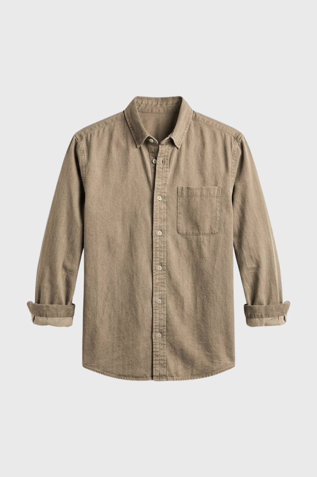 Men’s Textured Shirt Rolled Sleeve Chest Pocket Casual Top