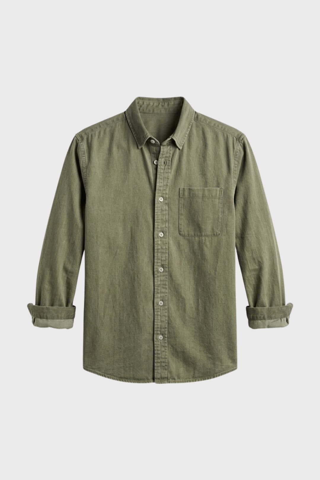 Men’s Textured Shirt Rolled Sleeve Chest Pocket Casual Top