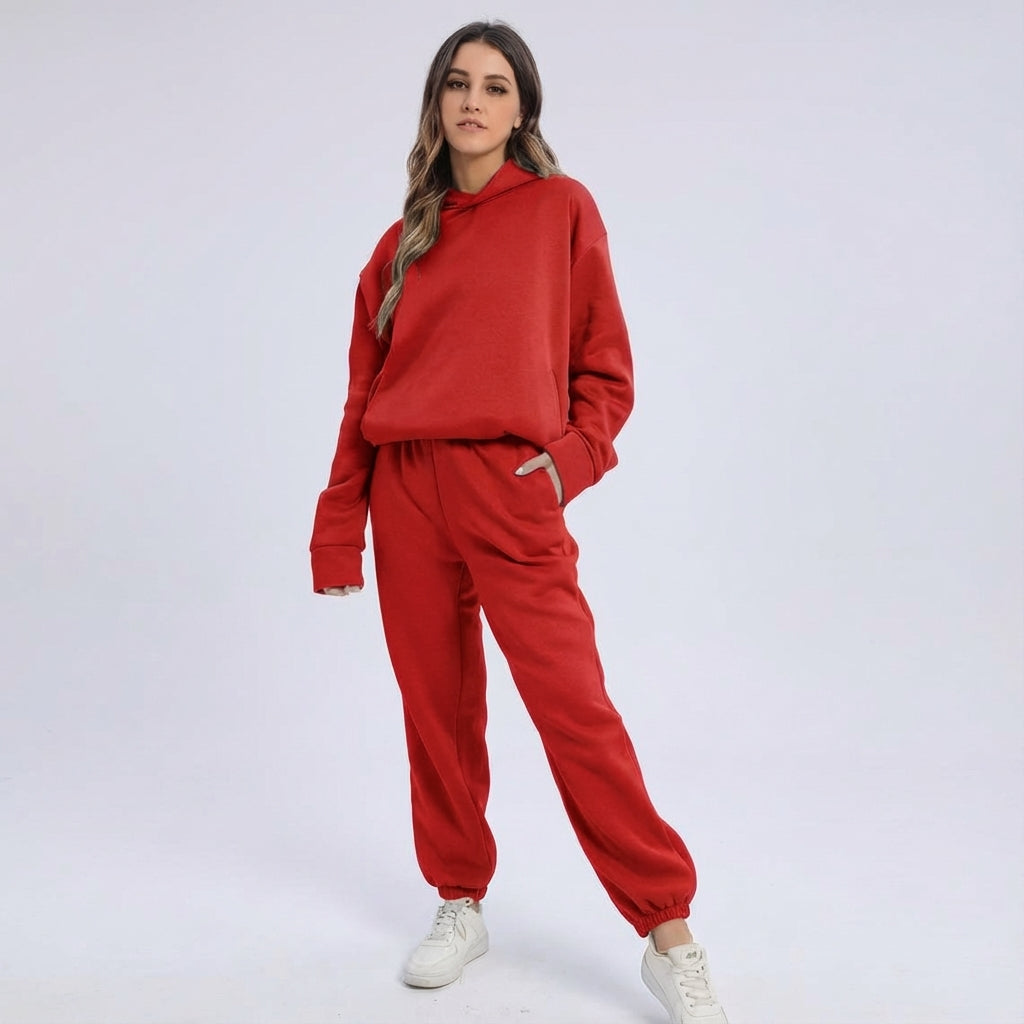 Ensemble de survêtement oversize à capuche pour femmes – Tenue décontractée deux pièces pour la maison et les voyages