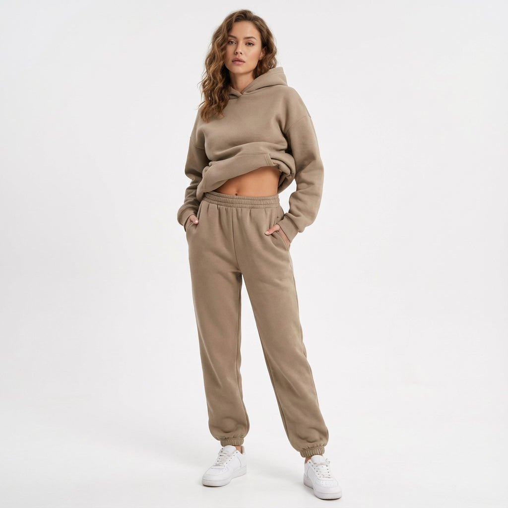 Ensemble de survêtement oversize à capuche pour femmes – Tenue décontractée deux pièces pour la maison et les voyages