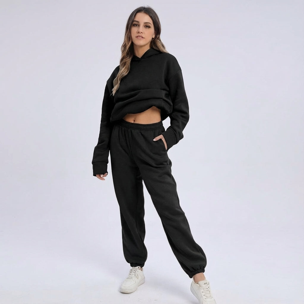 Ensemble de survêtement oversize à capuche pour femmes – Tenue décontractée deux pièces pour la maison et les voyages