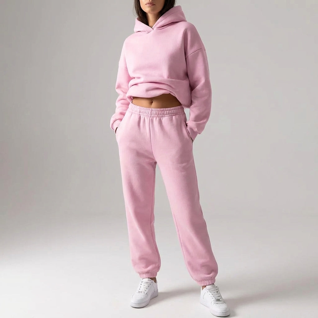 Ensemble de survêtement oversize à capuche pour femmes – Tenue décontractée deux pièces pour la maison et les voyages