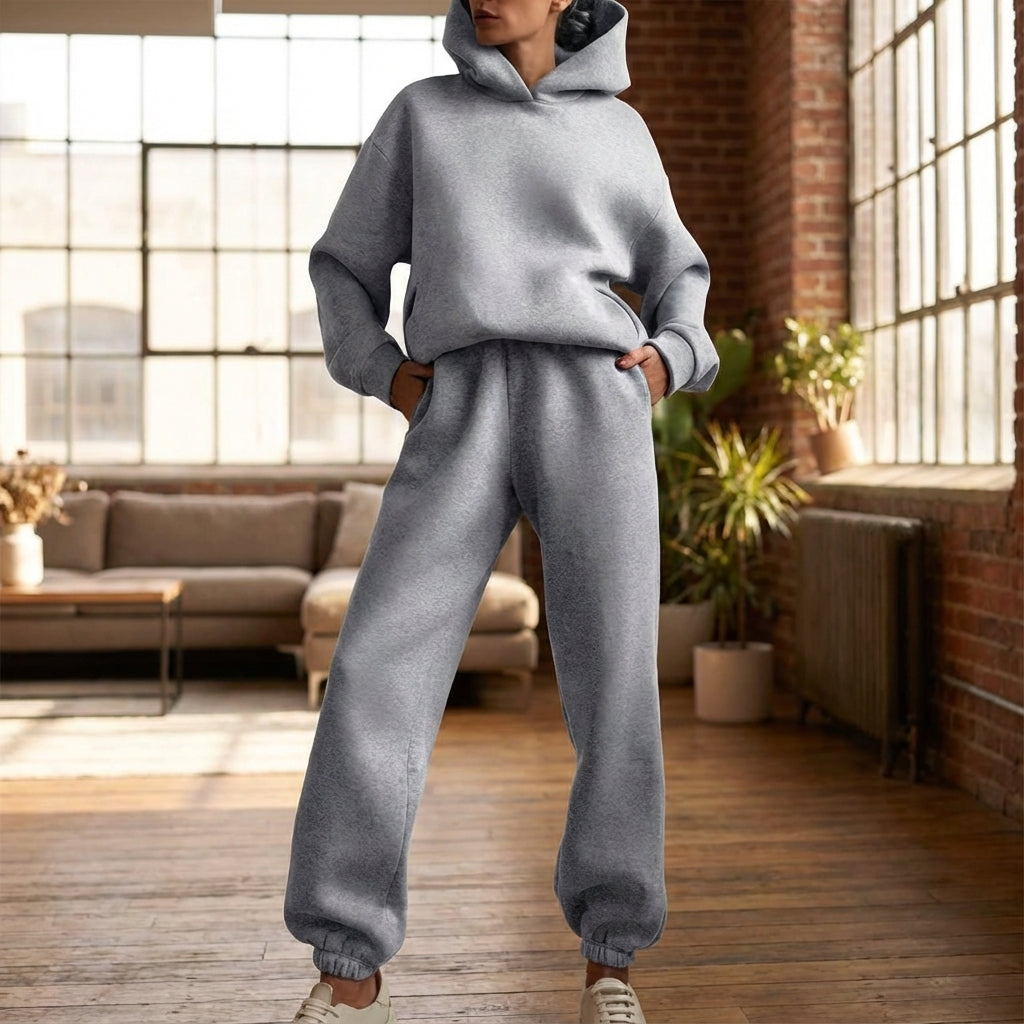 Ensemble de survêtement oversize à capuche pour femmes – Tenue décontractée deux pièces pour la maison et les voyages