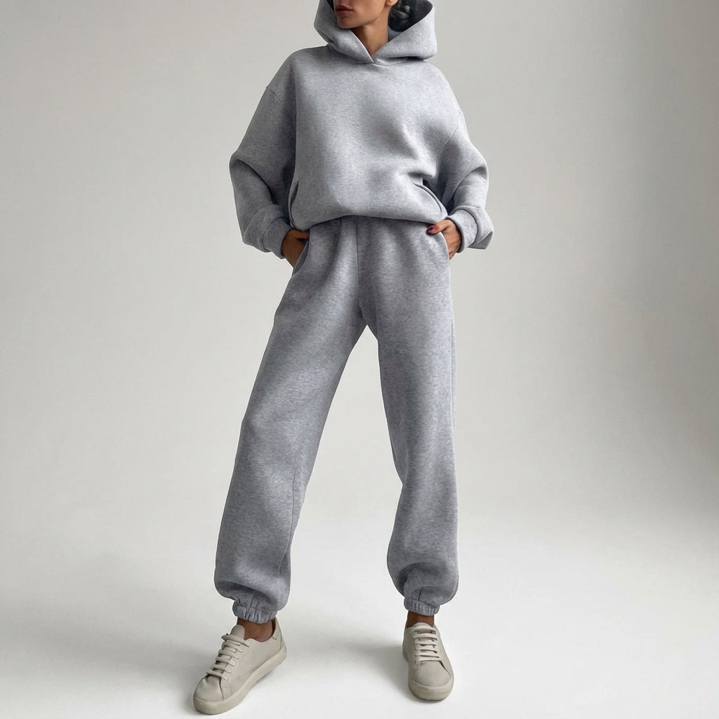 Ensemble de survêtement oversize à capuche pour femmes – Tenue décontractée deux pièces pour la maison et les voyages