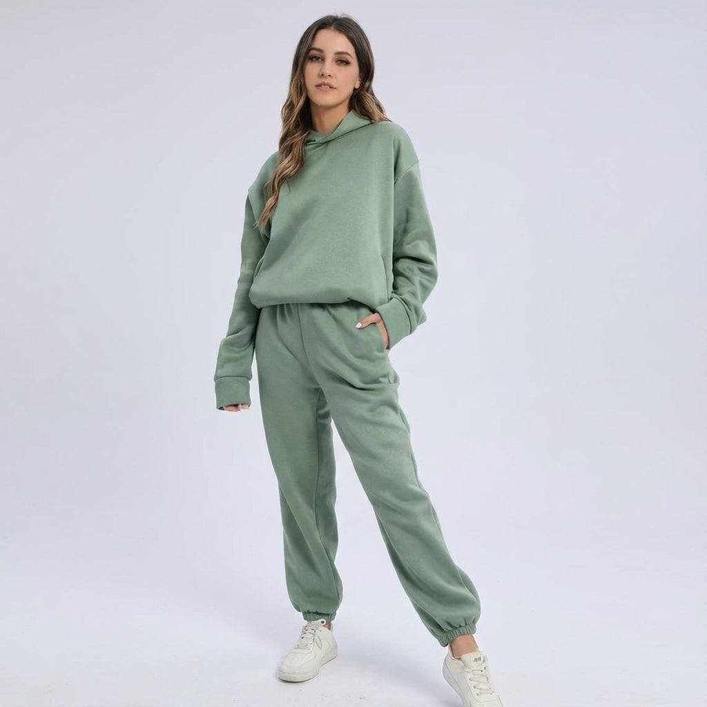 Ensemble de survêtement oversize à capuche pour femmes – Tenue décontractée deux pièces pour la maison et les voyages