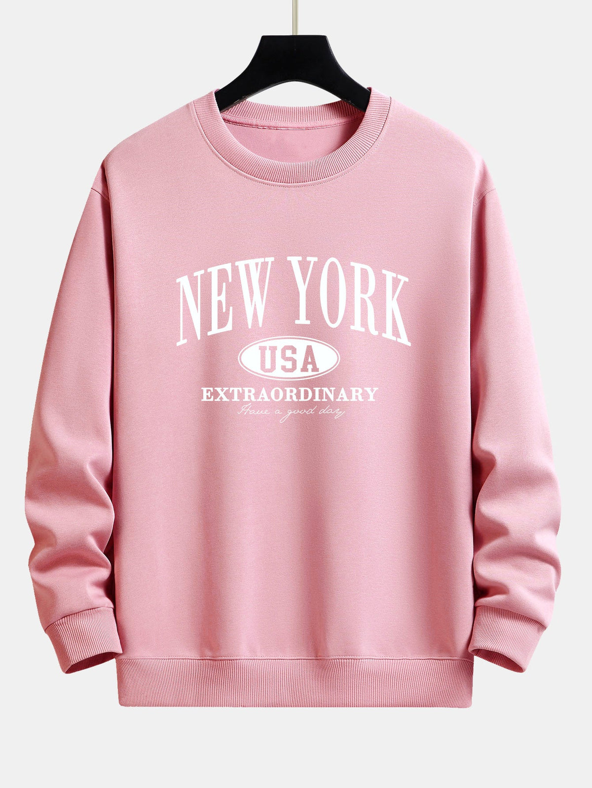 Miesten collegepaita, jossa on New York, USA -kuvio - rento istuvuus, puuvillasekoitetta, pyöreä pääntie, rento arkityyli