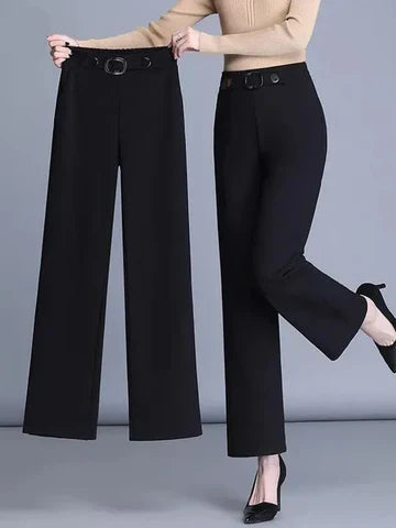 Women’s High-Waist Wide-Leg Trousers – Belted Smart Casual Office Style
