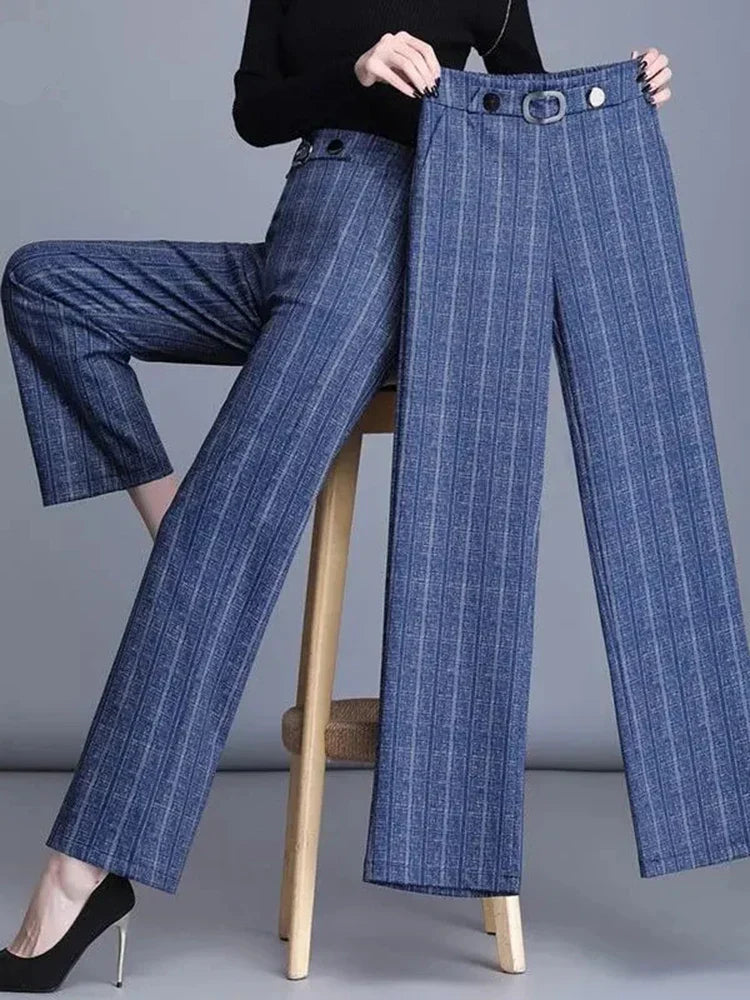 Women’s High-Waist Wide-Leg Trousers – Belted Smart Casual Office Style