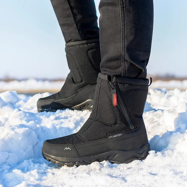 Men’s Mid-Calf Snow Boots – Water-Repellent Winter Footwear for Snowy Walks and Outdoor Use