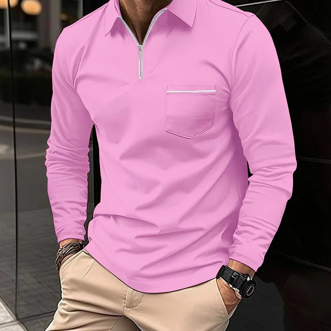 Pánské polo tričko s dlouhým rukávem – teplé, pohodlné, prodyšné, stylové, elegantní, smart casual, vhodné na každý den