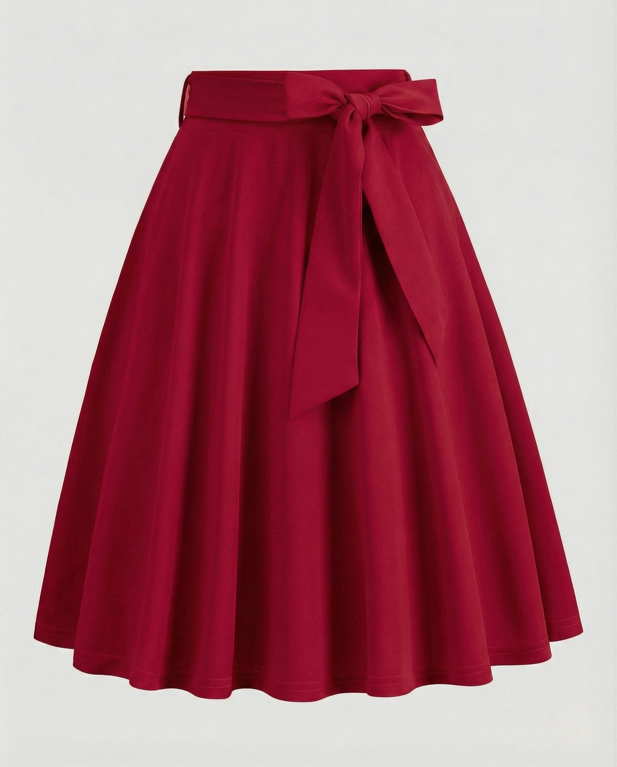 A-lijnrok met hoge taille voor dames – elegante uitlopende knielange rok met strikceintuur voor een nette, casual look
