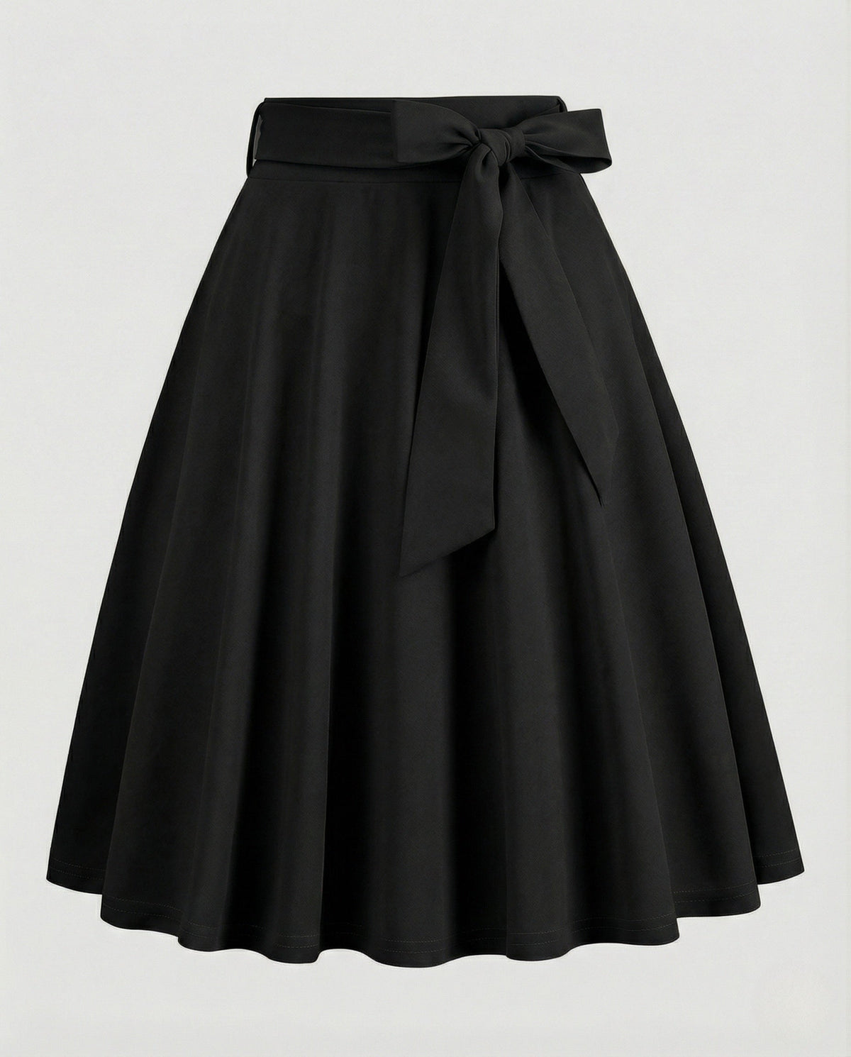 A-lijnrok met hoge taille voor dames – elegante uitlopende knielange rok met strikceintuur voor een nette, casual look