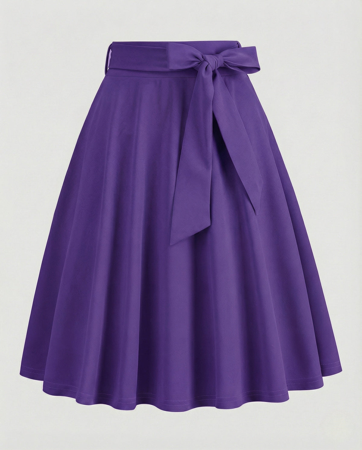 A-lijnrok met hoge taille voor dames – elegante uitlopende knielange rok met strikceintuur voor een nette, casual look