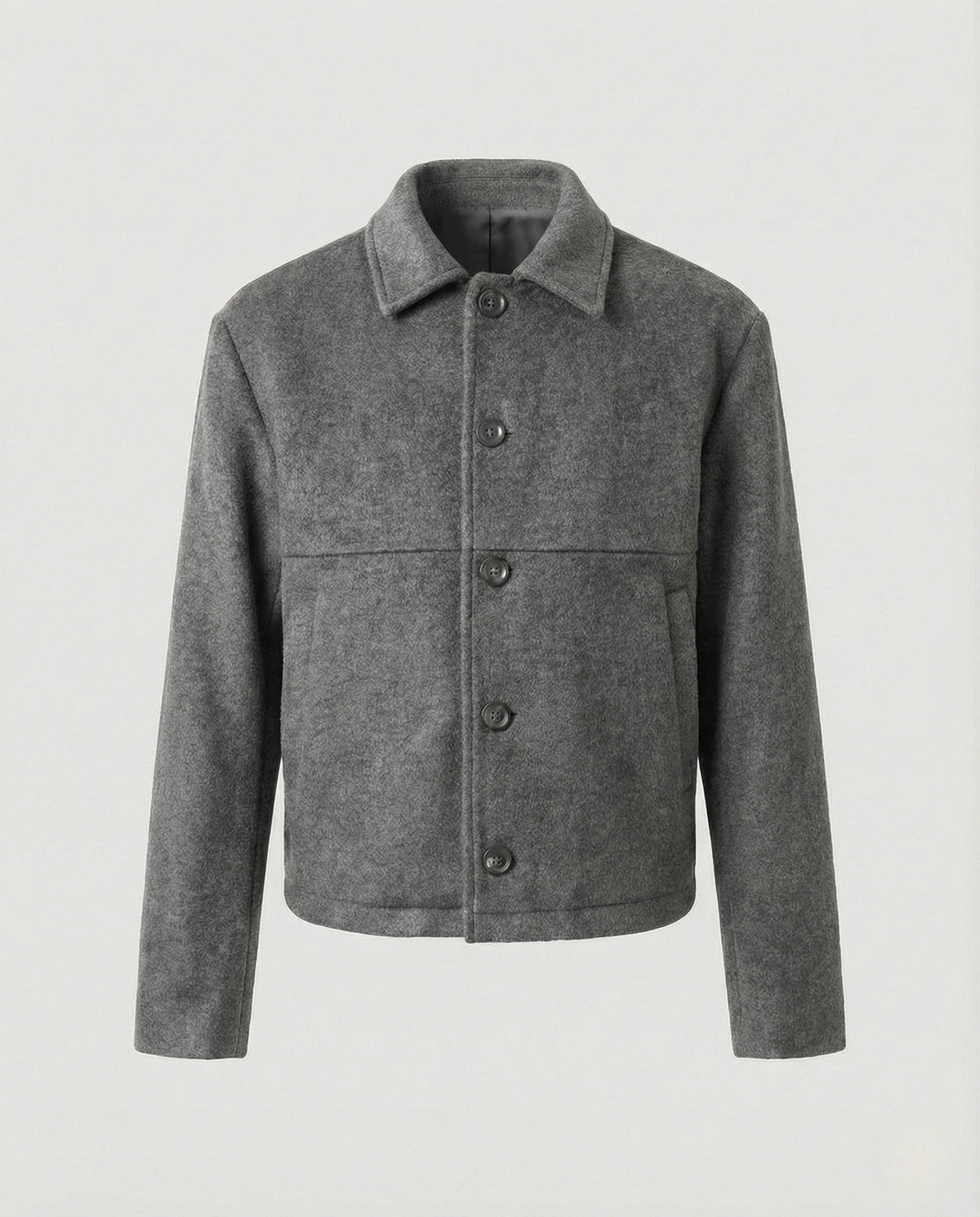 Men's Short Wool Blend Jacket – Button Front Collared Outerwear for Smart Casual Autumn and Winter Style