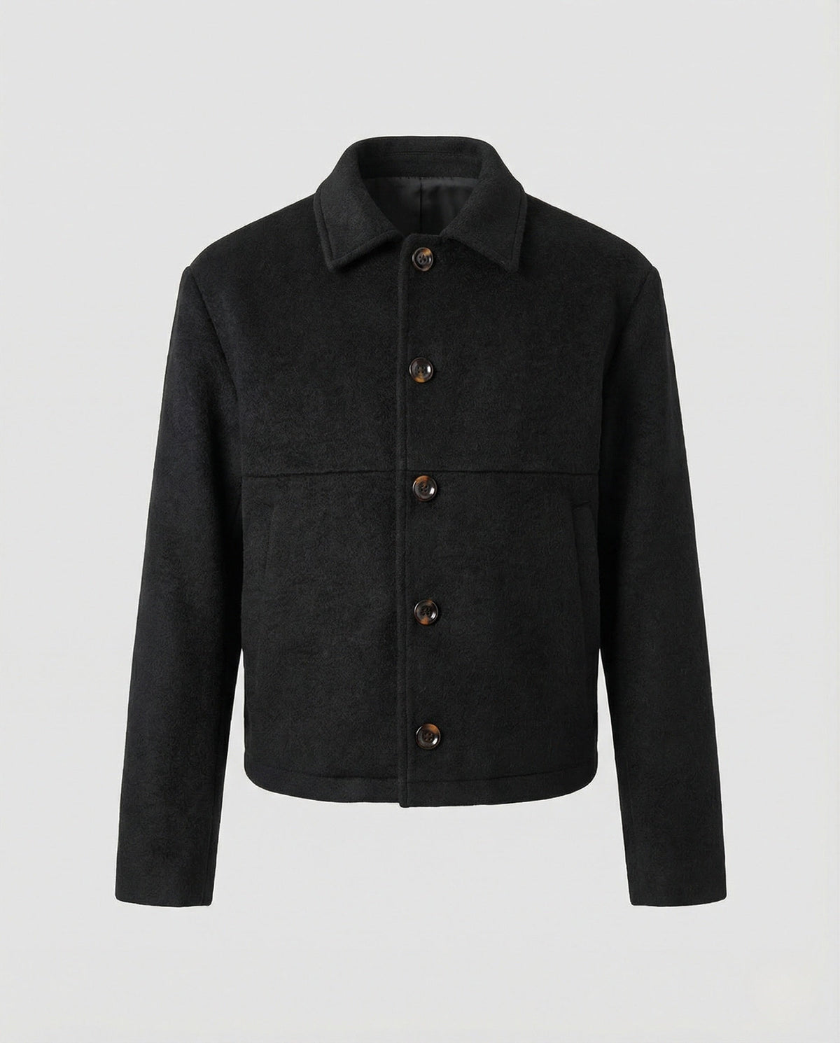 Men's Short Wool Blend Jacket – Button Front Collared Outerwear for Smart Casual Autumn and Winter Style