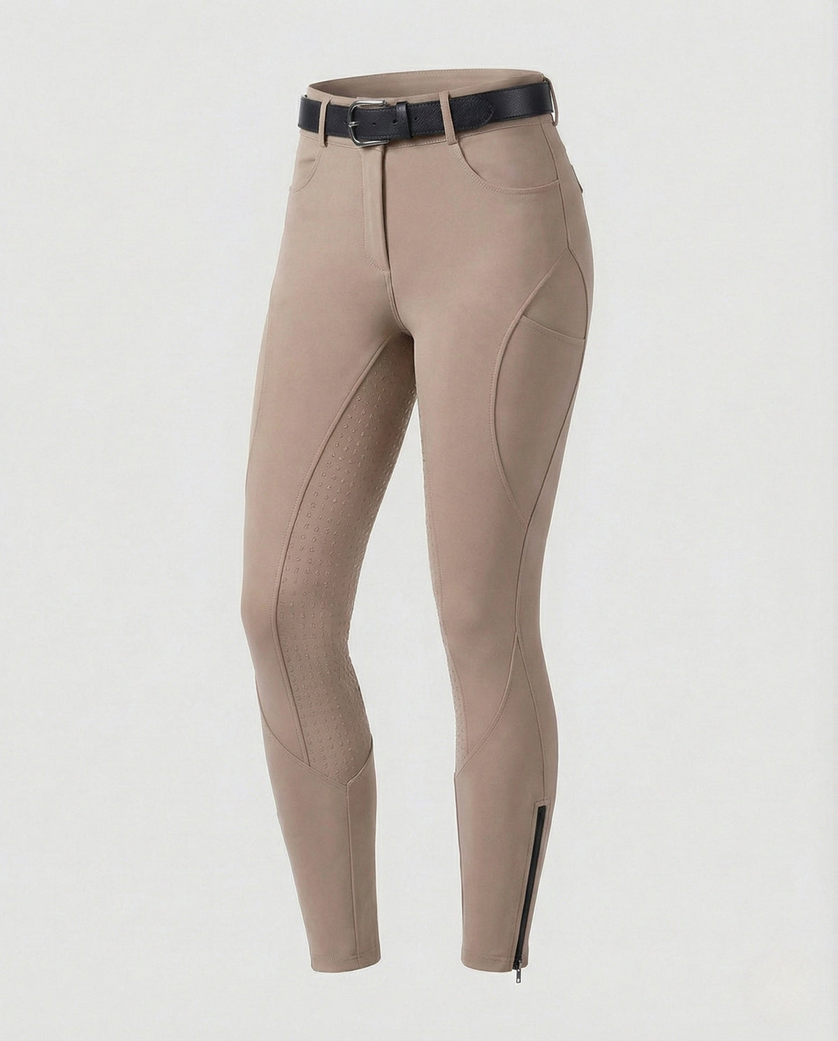 Pantalones de equitación de mujer de cintura alta con paneles antideslizantes – Pantalones ecuestres ajustados con trabillas
