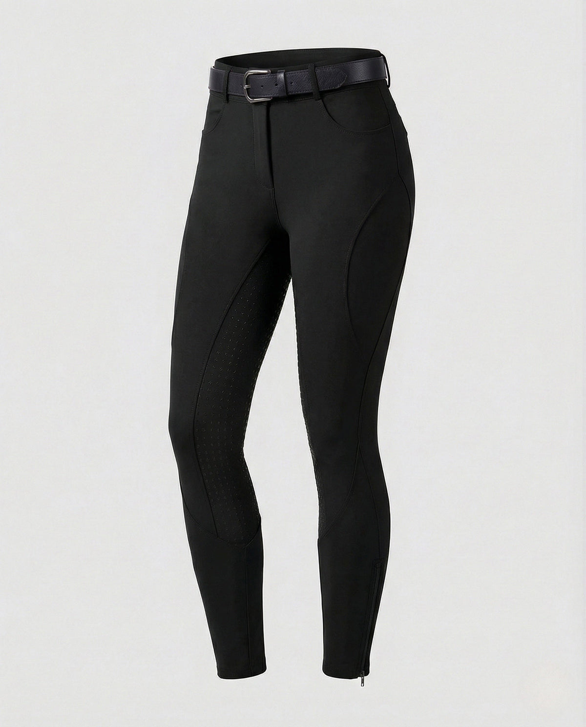 Pantalones de equitación de mujer de cintura alta con paneles antideslizantes – Pantalones ecuestres ajustados con trabillas