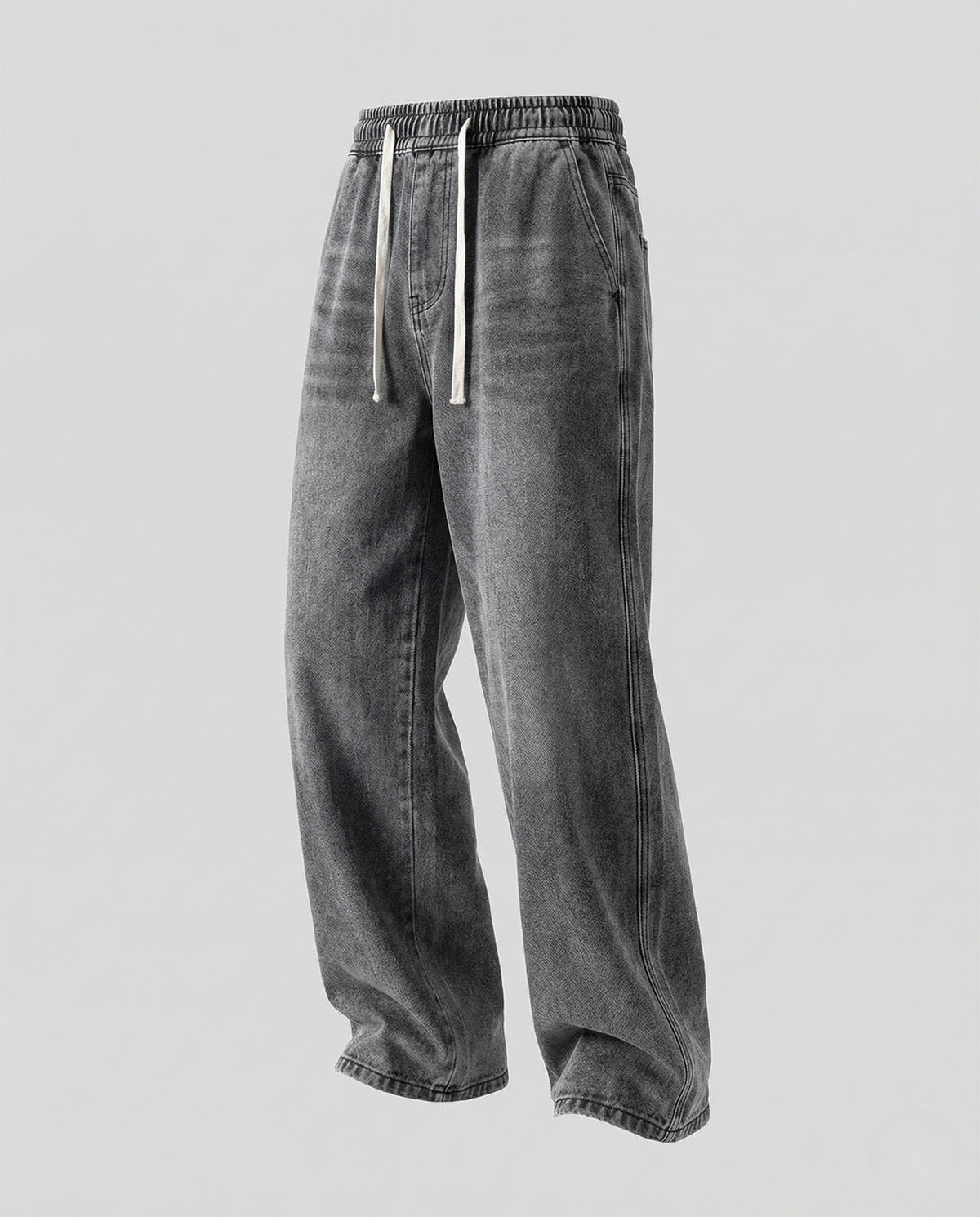 Dámské džíny se širokými nohavicemi, stahovací šňůrkou a pružným pasem – volný dlouhý denim pro neformální nošení
