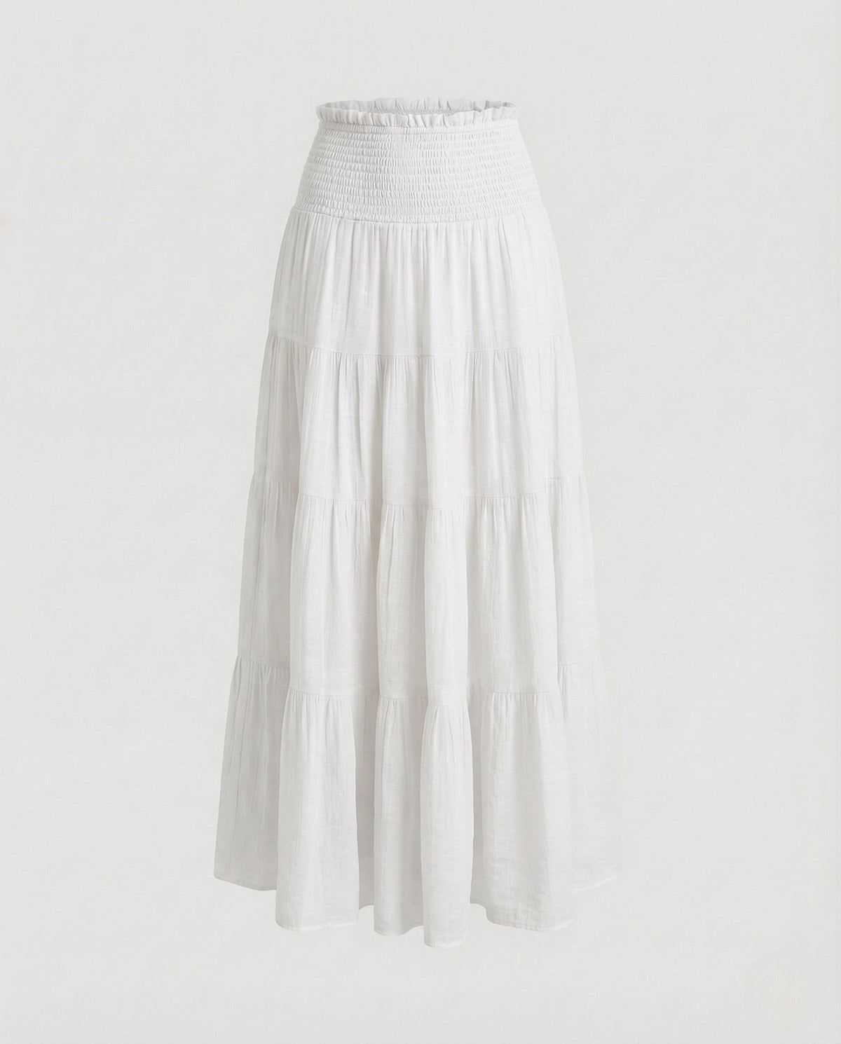 Gonna lunga a balze da donna con vita arricciata - Stile boho leggero per le vacanze estive