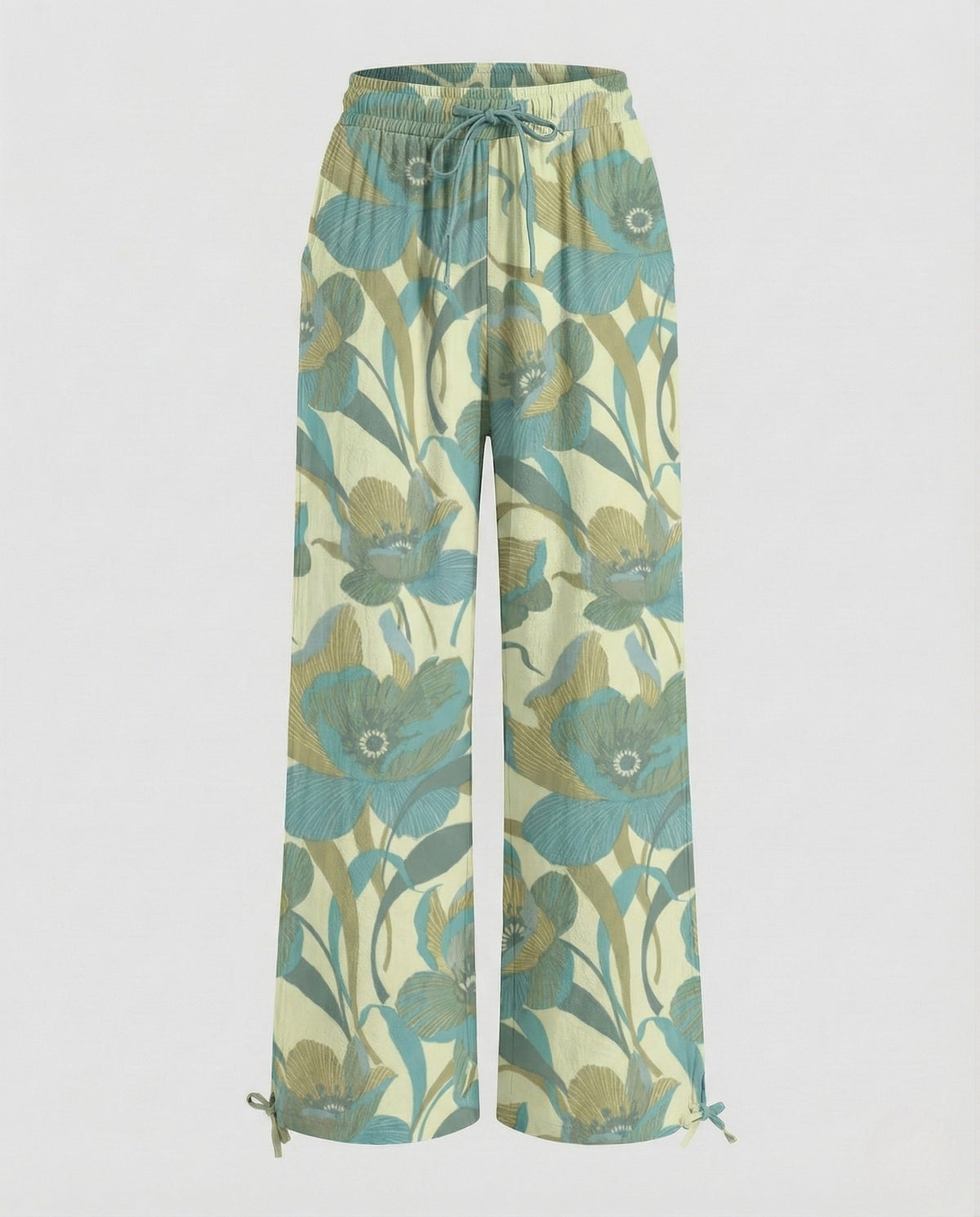 Pantaloni a gamba larga da donna con stampa e vita con coulisse - Comodi da indossare in spiaggia e in vacanza d'estate