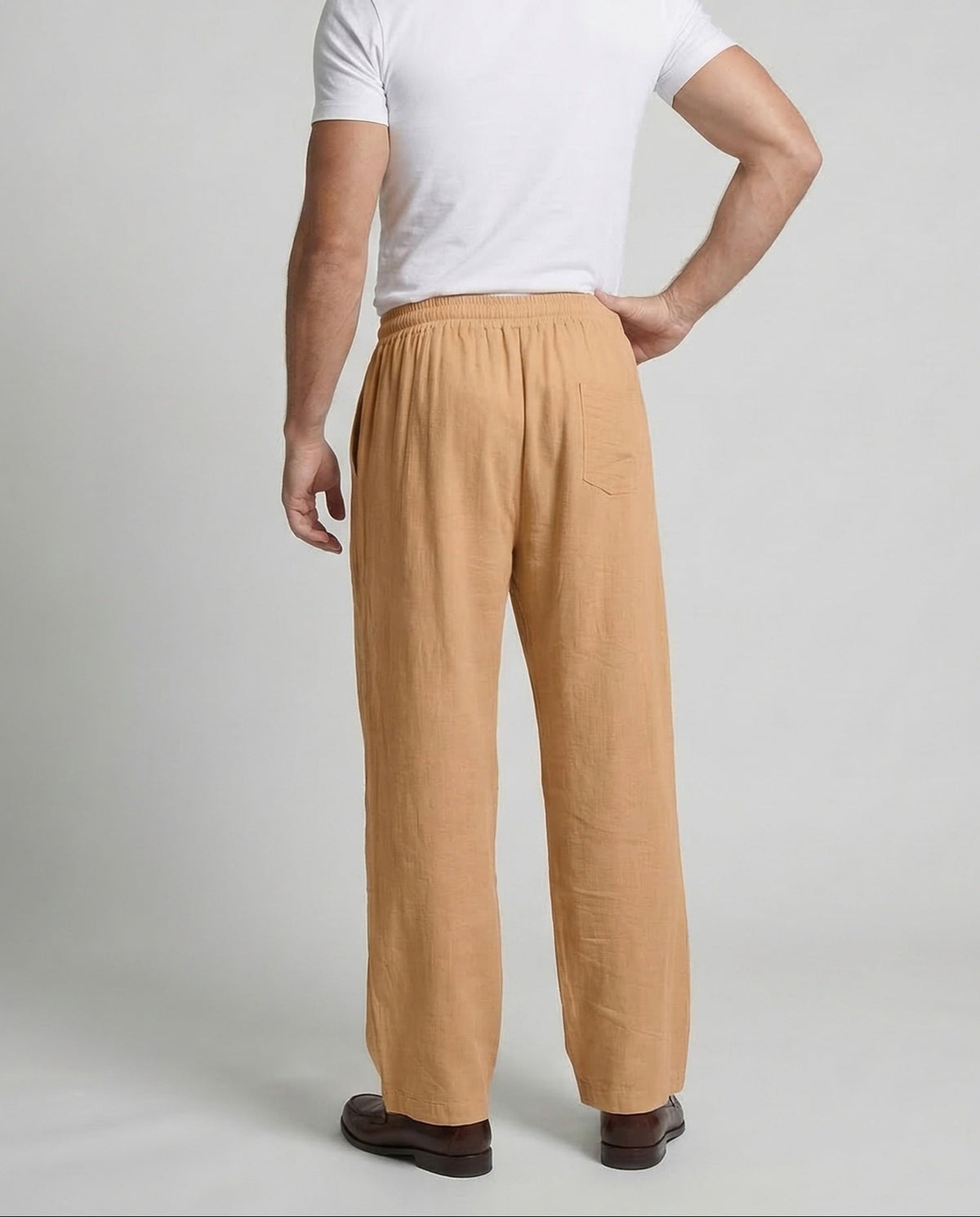 Pantaloni da uomo dal taglio comodo in misto lino con vita con coulisse – Leggeri, ideali per le vacanze estive