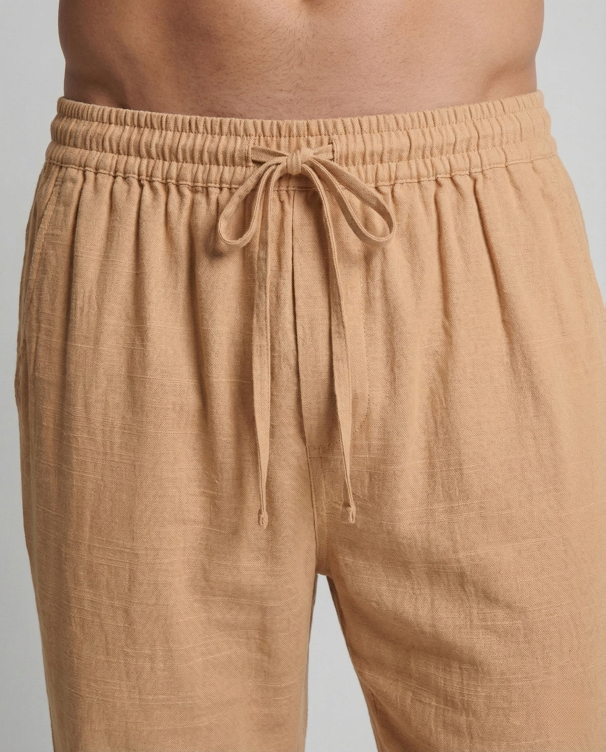 Pantaloni da uomo dal taglio comodo in misto lino con vita con coulisse – Leggeri, ideali per le vacanze estive