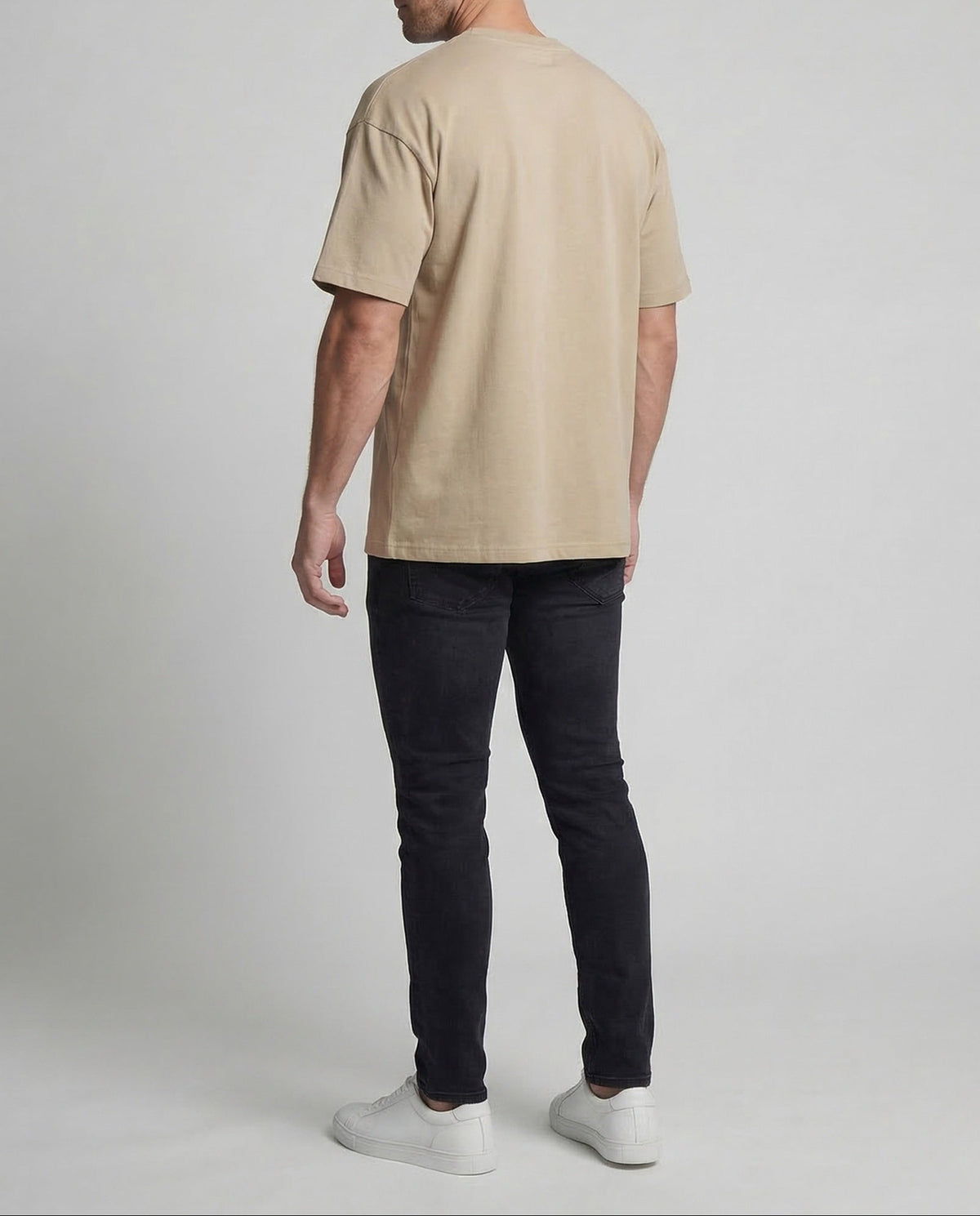 T-shirt da uomo oversize in misto cotone con spalle scese – Girocollo dal taglio comodo, ideale per il tempo libero