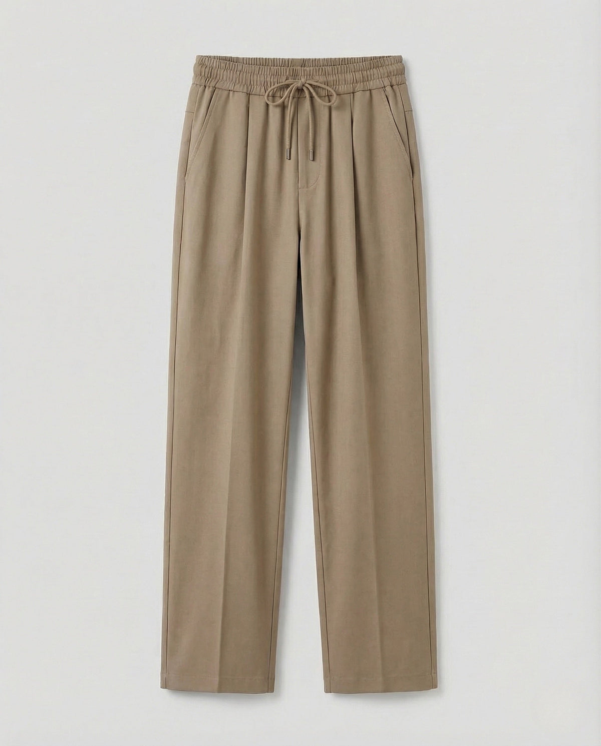 Pantaloni da uomo in misto cotone con coulisse e pieghe sul davanti – Vestibilità comoda per uno stile casual elegante