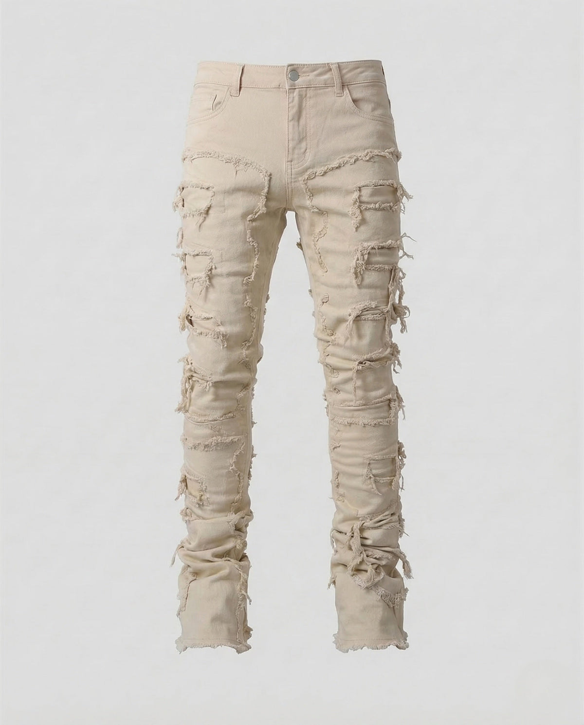 Jeans skinny da uomo effetto vissuto con dettagli sfrangiati – Denim arricciato per uno stile streetwear casual