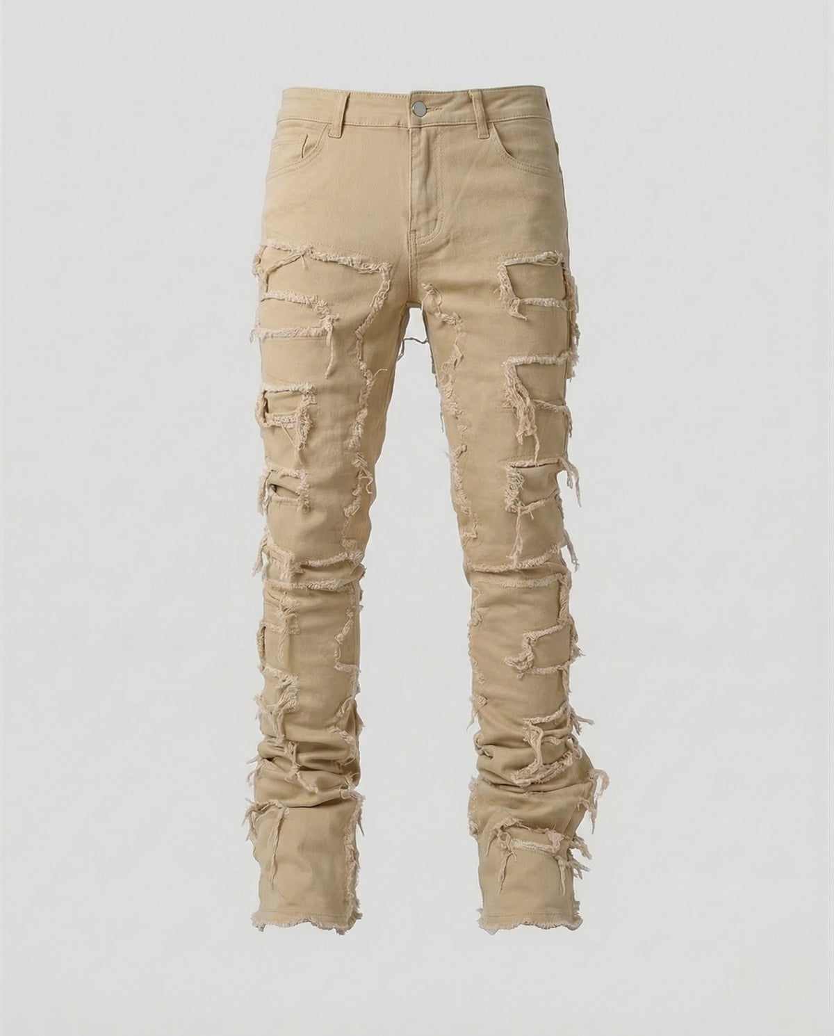 Jeans skinny da uomo effetto vissuto con dettagli sfrangiati – Denim arricciato per uno stile streetwear casual