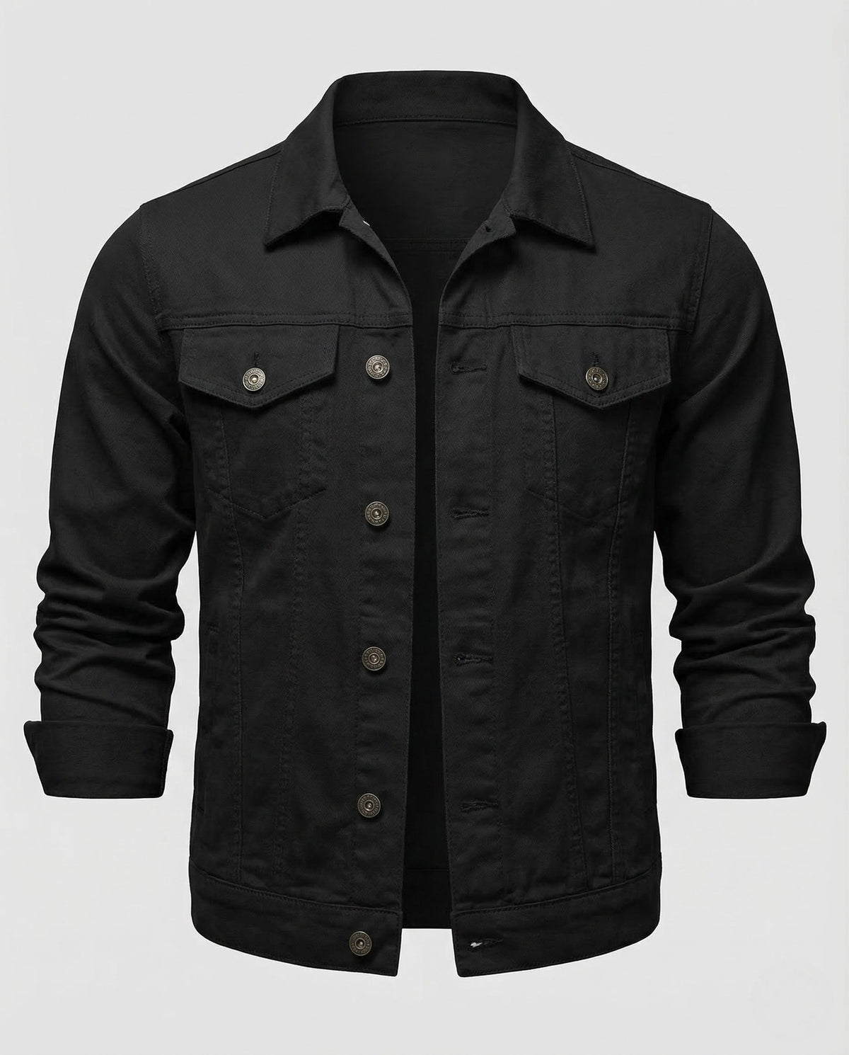 Veste trucker en denim extensible pour homme avec poches poitrine – coupe ajustée, à superposer pour une tenue chic et décontractée