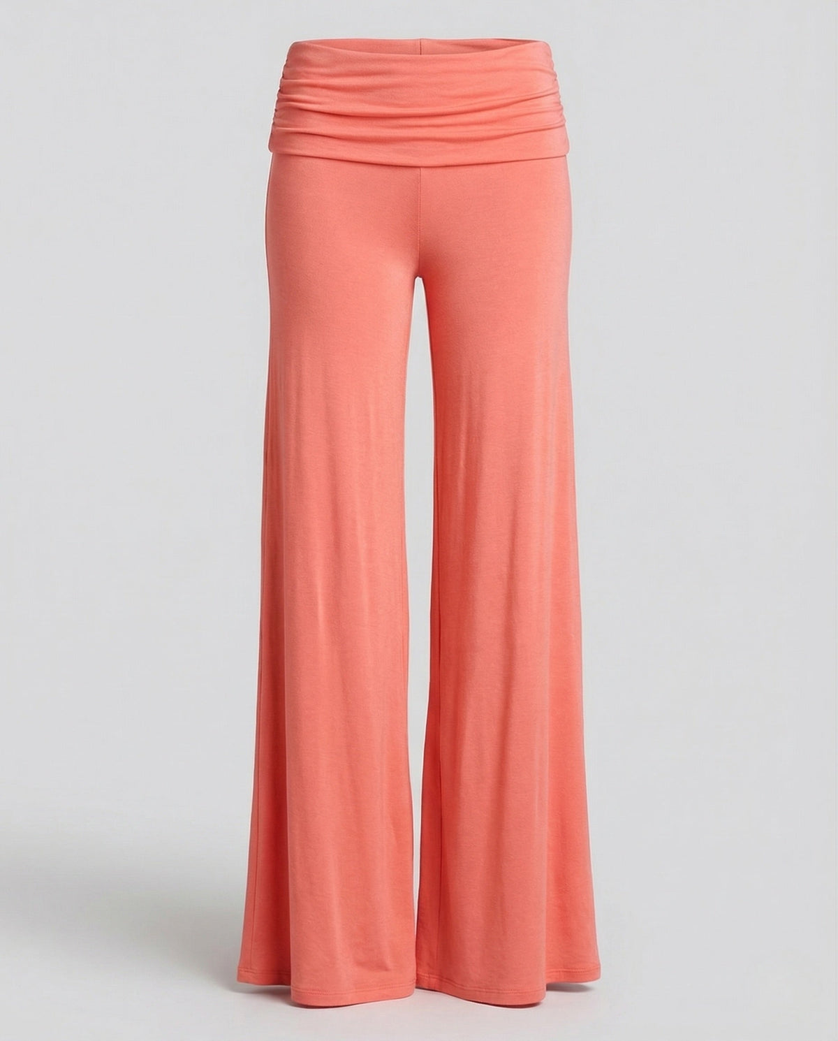 Pantalon palazzo taille haute pour femme avec ceinture rabattue - Coupe fluide à jambes larges, idéale pour les tenues décontractées et estivales