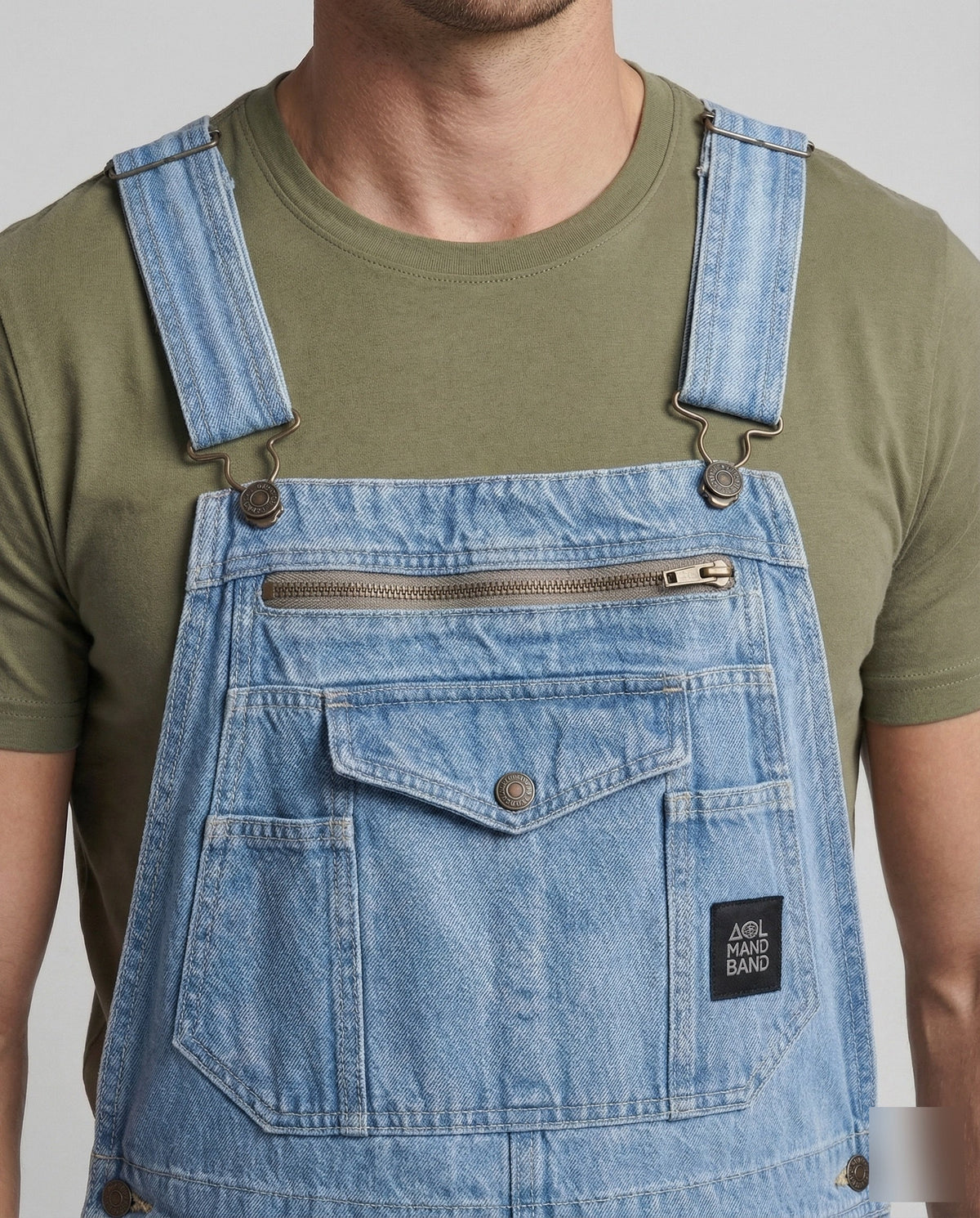 Peto vaquero de corte holgado para hombre con tirantes ajustables - peto largo con bolsillos utilitarios para ropa de trabajo informal