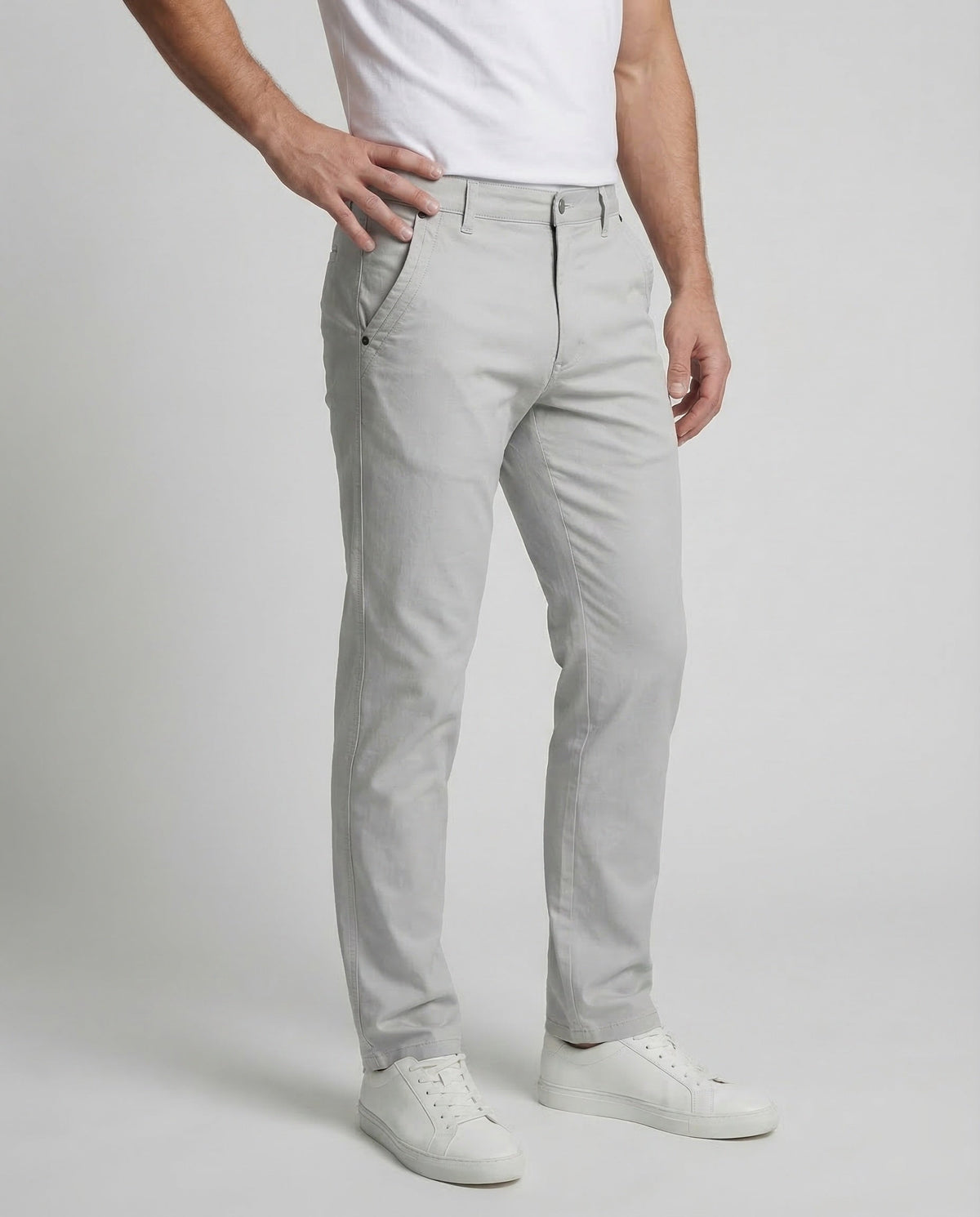 Pantalones chinos rectos para hombre con trabillas para cinturón - estilo casual elegante para el trabajo y los fines de semana
