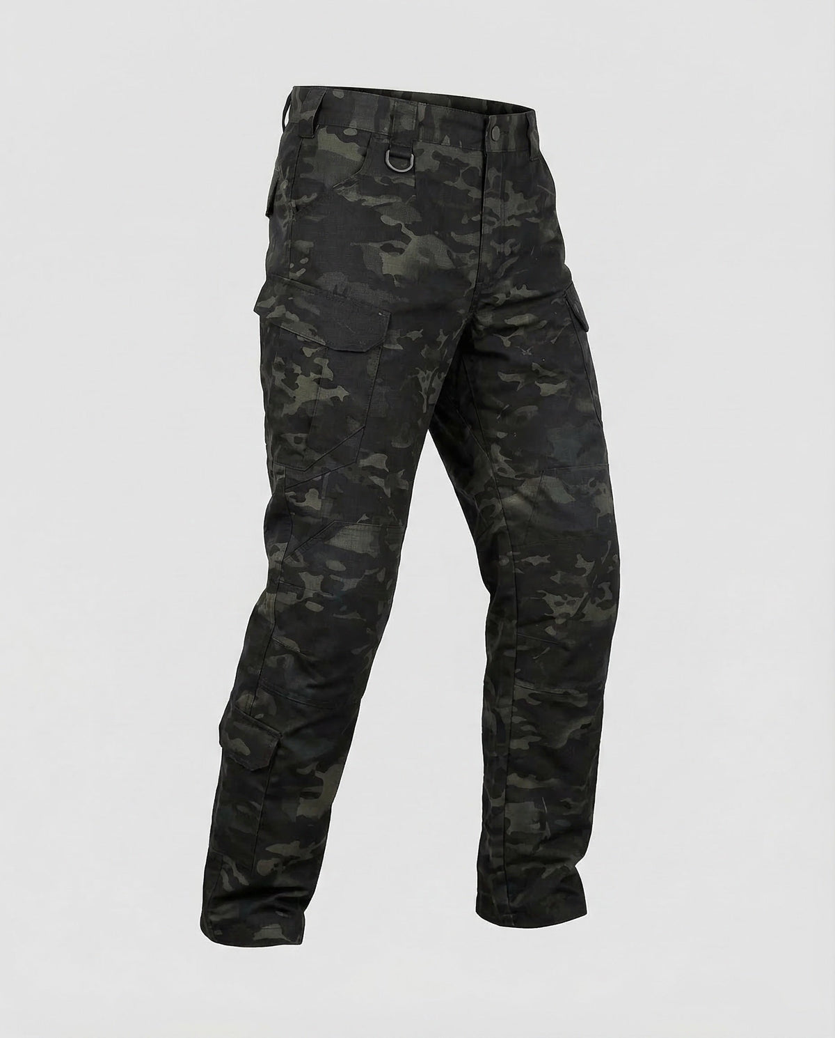 Pantaloni cargo tactici de bărbați, cu întărituri la genunchi și buzunare cu clapetă – stil utilitar cu croială dreaptă, pentru activități în aer liber și purtare zilnică