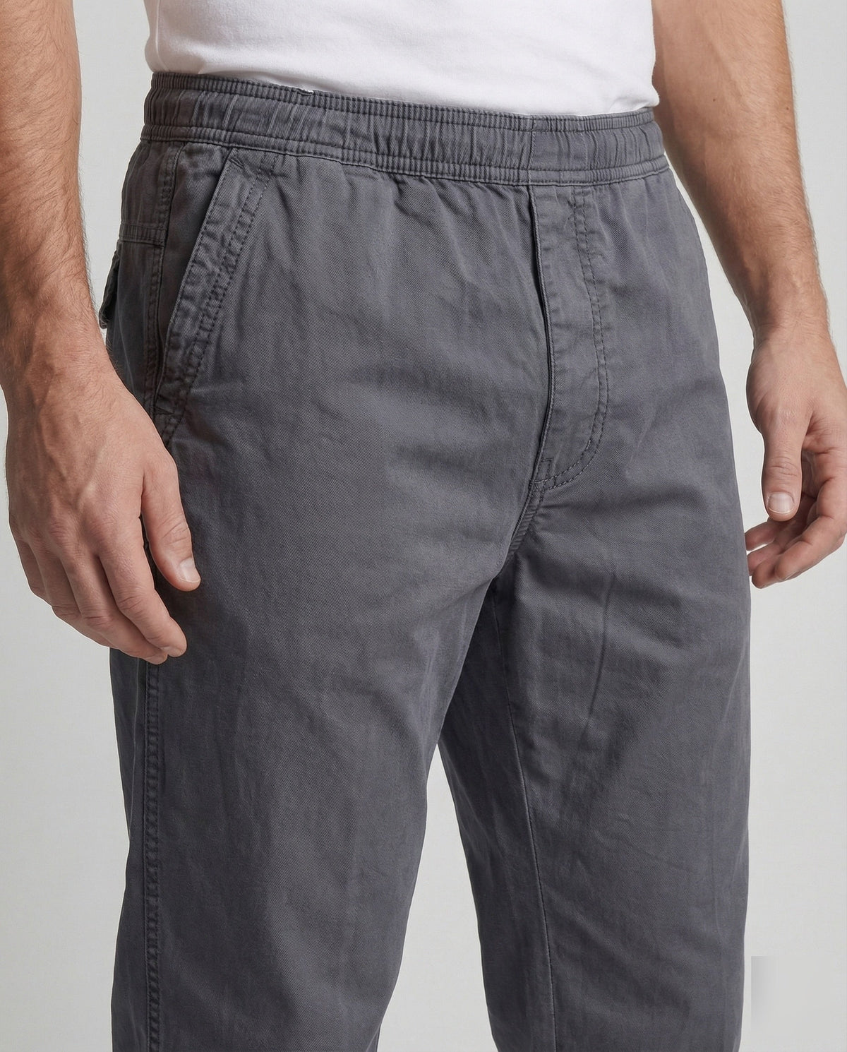 Men's Relaxed Straight Leg Casual Trousers with Elasticated Waist – Comfortable Full Length Pants with Side Pockets for Everyday Wear
