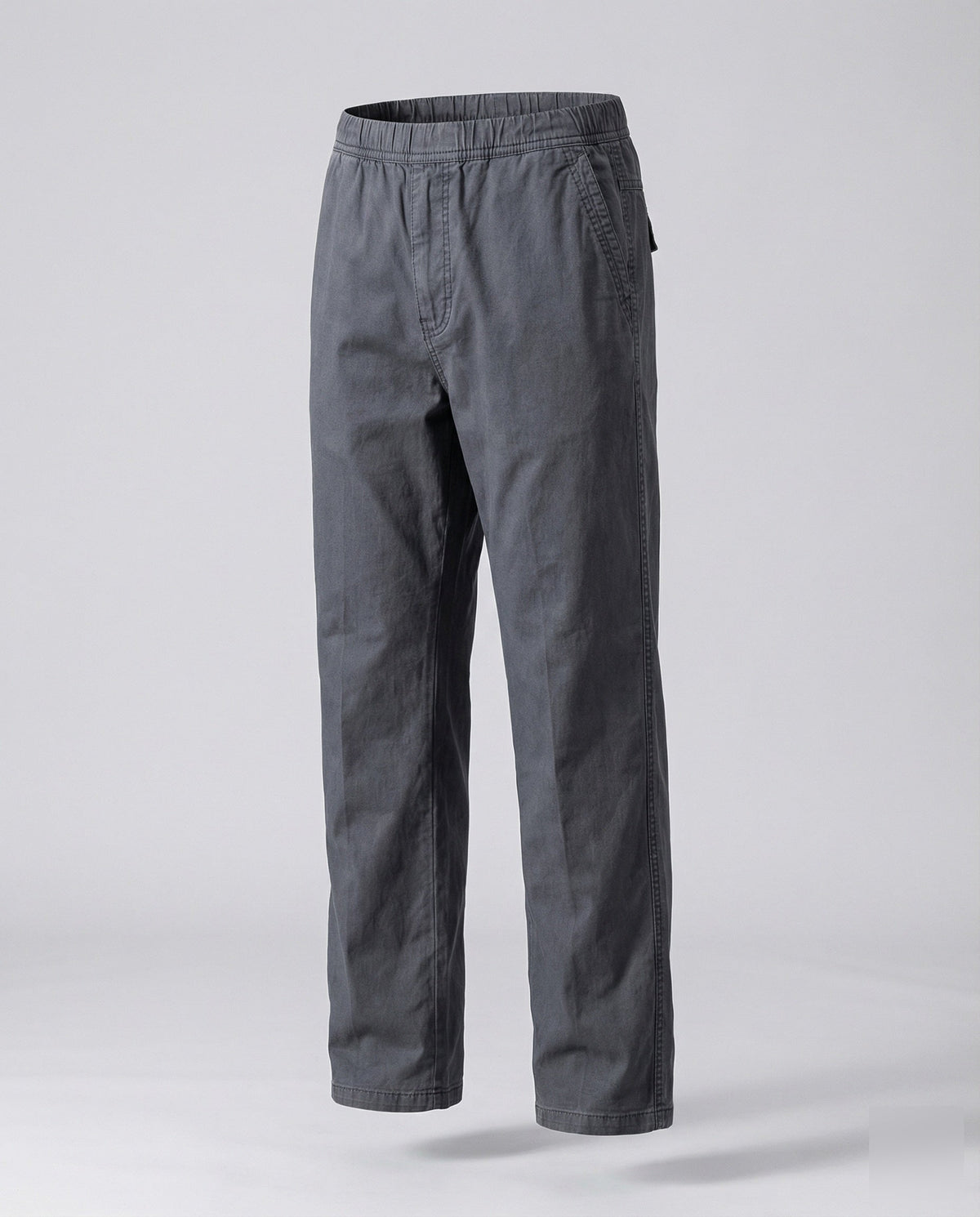 Men's Relaxed Straight Leg Casual Trousers with Elasticated Waist – Comfortable Full Length Pants with Side Pockets for Everyday Wear