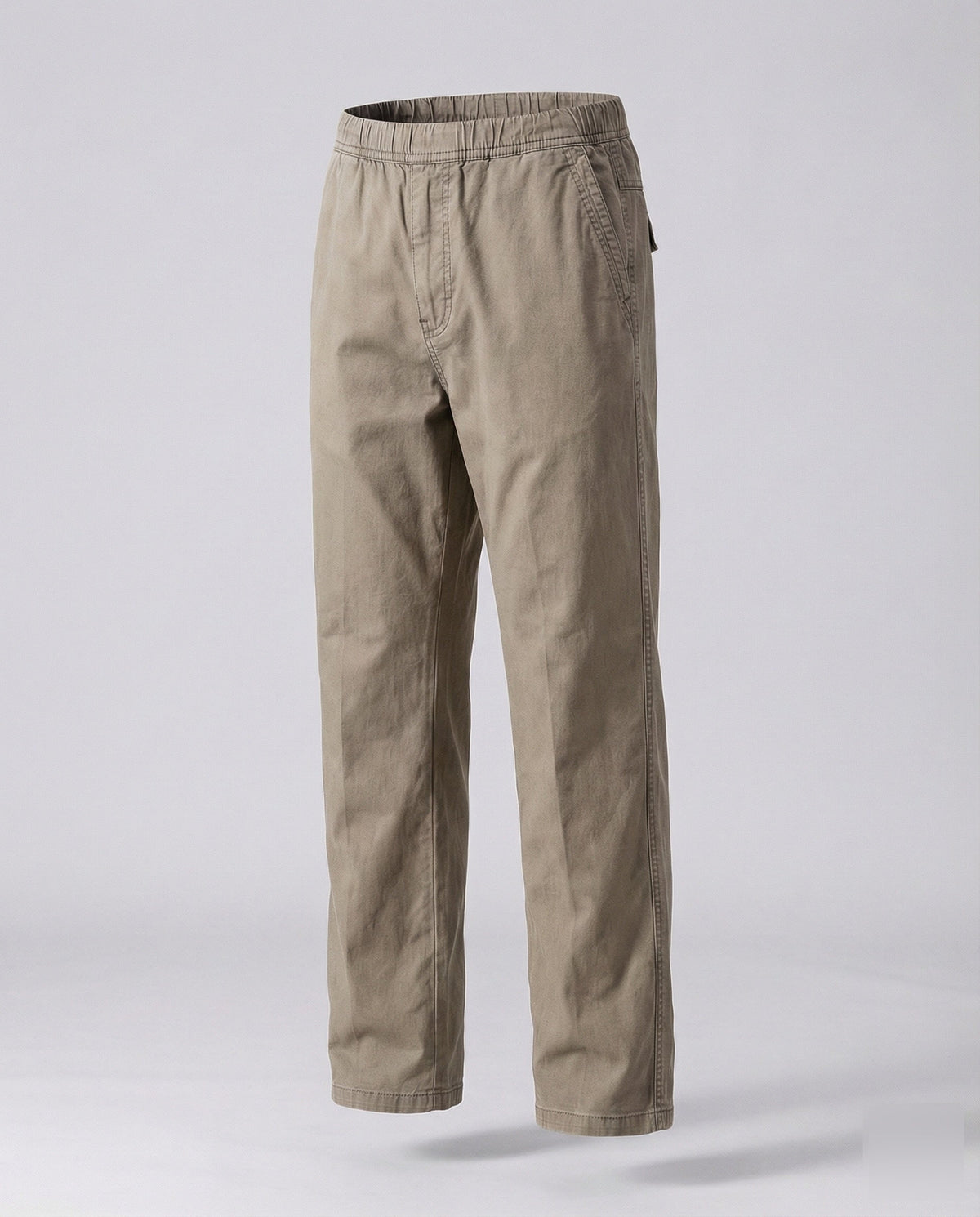 Men's Relaxed Straight Leg Casual Trousers with Elasticated Waist – Comfortable Full Length Pants with Side Pockets for Everyday Wear