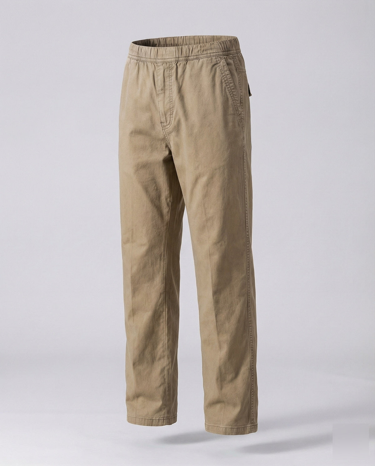 Men's Relaxed Straight Leg Casual Trousers with Elasticated Waist – Comfortable Full Length Pants with Side Pockets for Everyday Wear