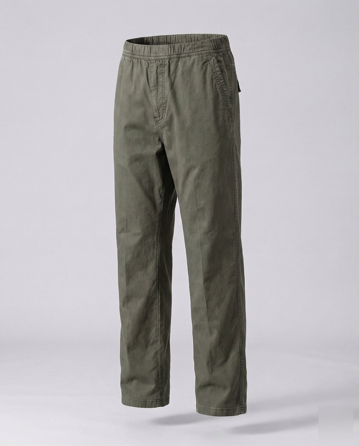 Men's Relaxed Straight Leg Casual Trousers with Elasticated Waist – Comfortable Full Length Pants with Side Pockets for Everyday Wear