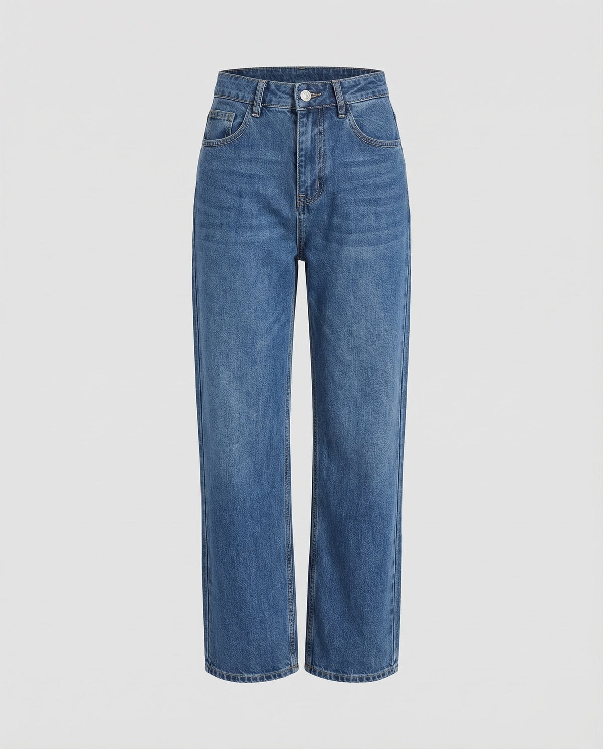 Jean droit décontracté taille haute pour femme – Pantalon en denim d’inspiration vintage avec cinq poches classiques, idéal au quotidien