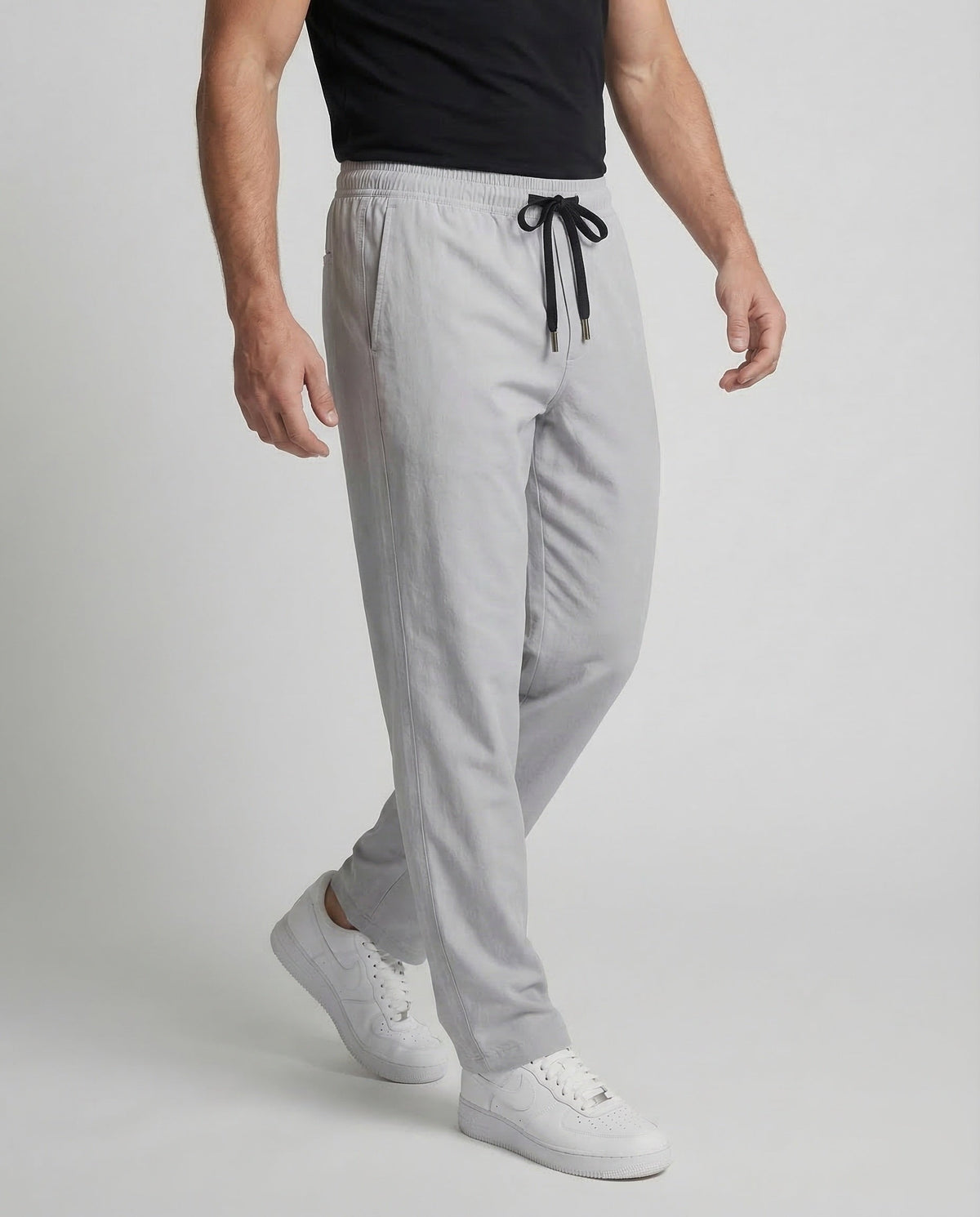 Men's Relaxed Straight Leg Jogger Trousers with Drawstring Waist – Lightweight Casual Pants for Everyday Wear and Travel