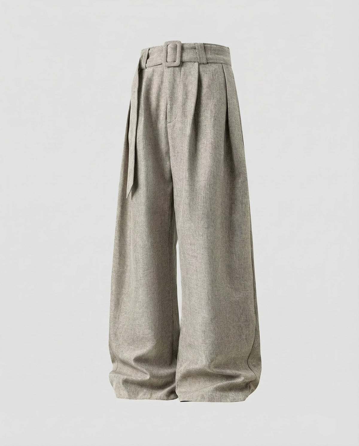 Pantalones de mujer de tiro alto y pernera abullonada con cinturón a juego y pliegues delanteros - estilo sastre holgado con bajos fruncidos en los tobillos