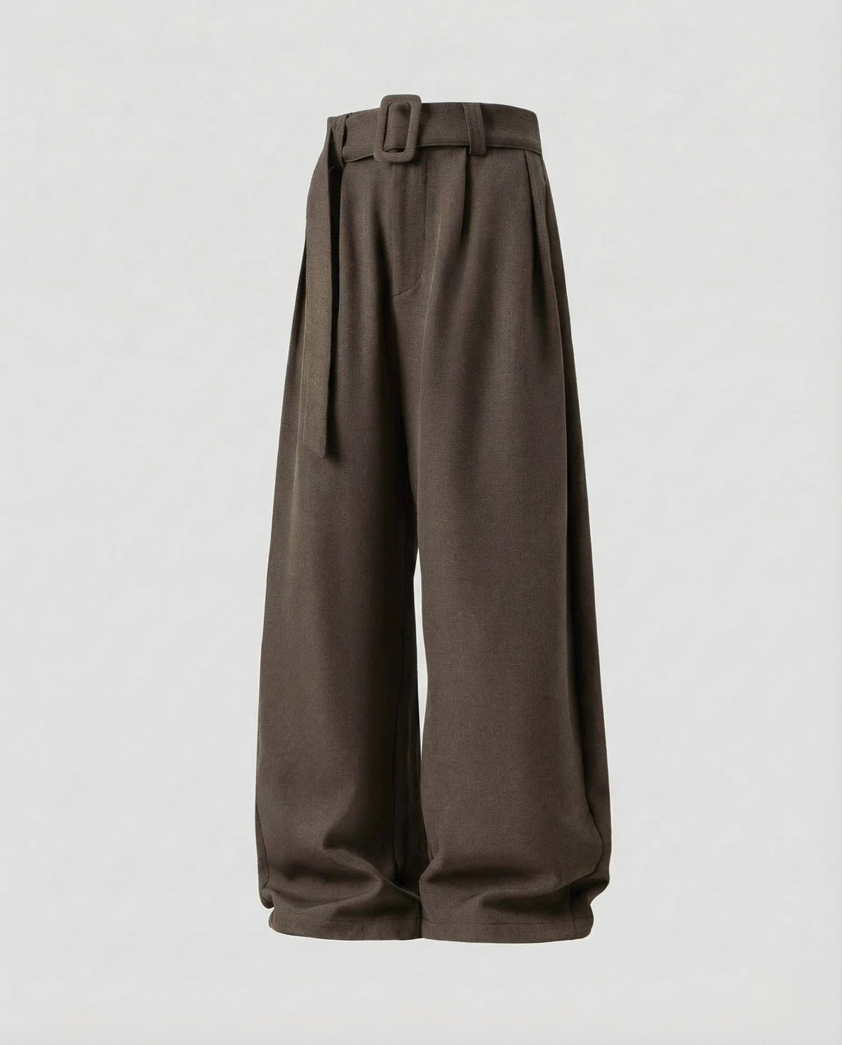 Pantalones de mujer de tiro alto y pernera abullonada con cinturón a juego y pliegues delanteros - estilo sastre holgado con bajos fruncidos en los tobillos