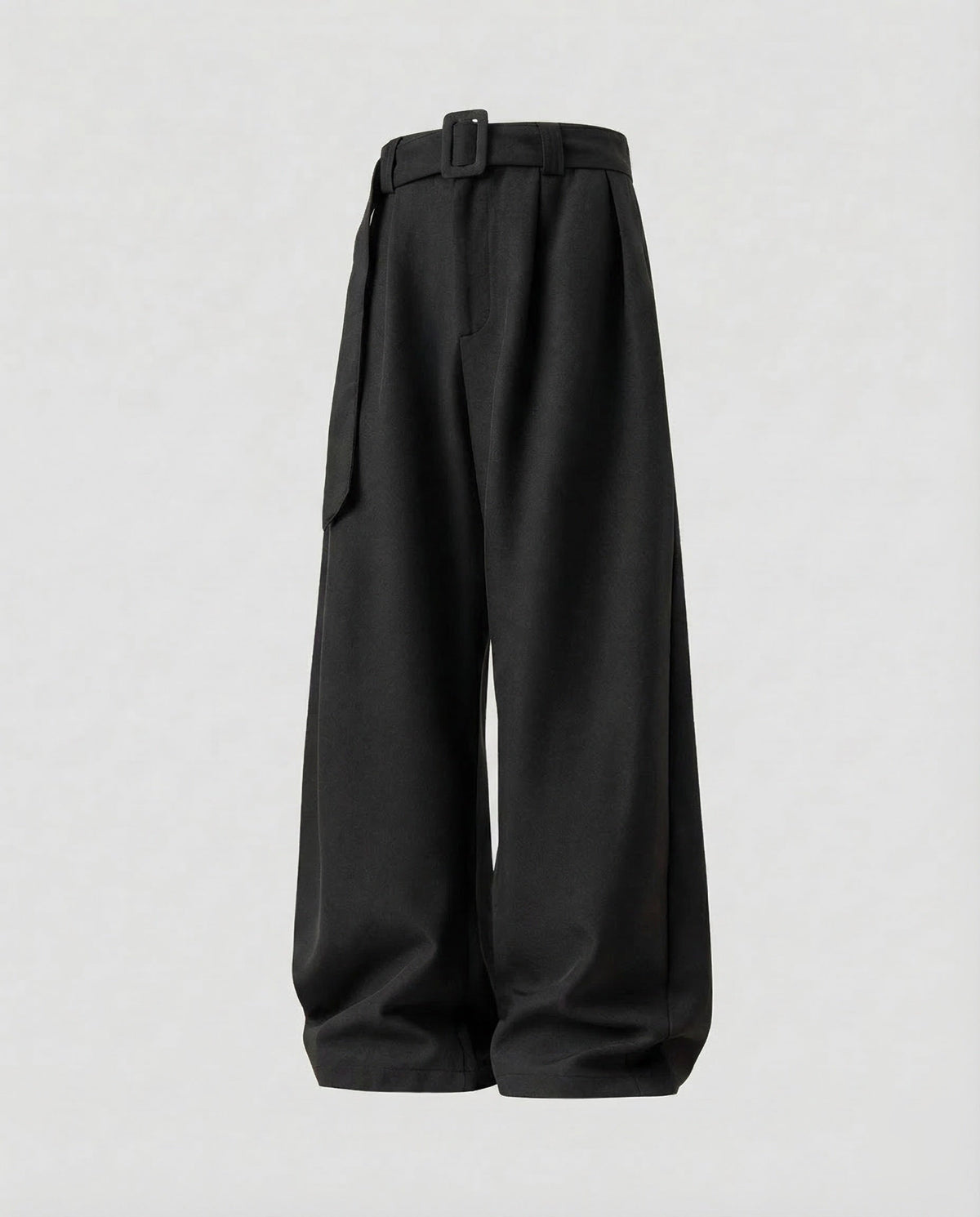 Pantalones de mujer de tiro alto y pernera abullonada con cinturón a juego y pliegues delanteros - estilo sastre holgado con bajos fruncidos en los tobillos