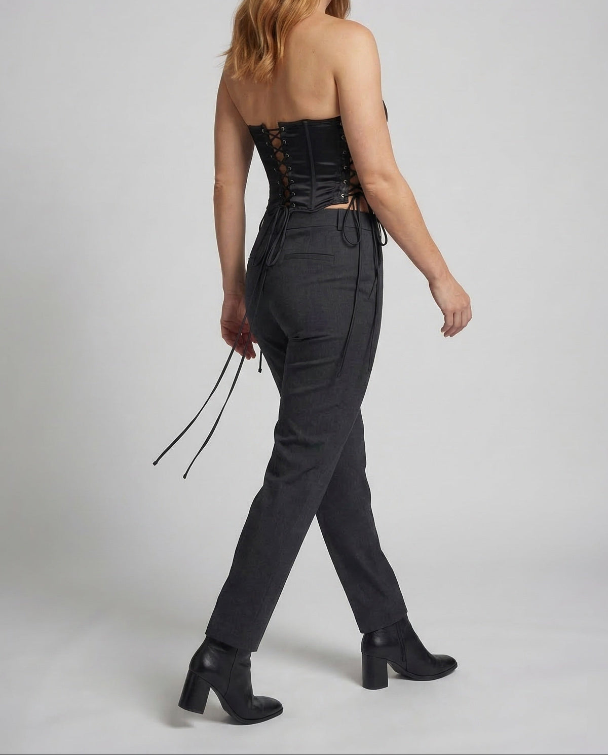 Corpete cai-cai para mulher, com atacadores laterais e decote em coração – Corpete justo com aspeto de cetim para festas e looks de noite