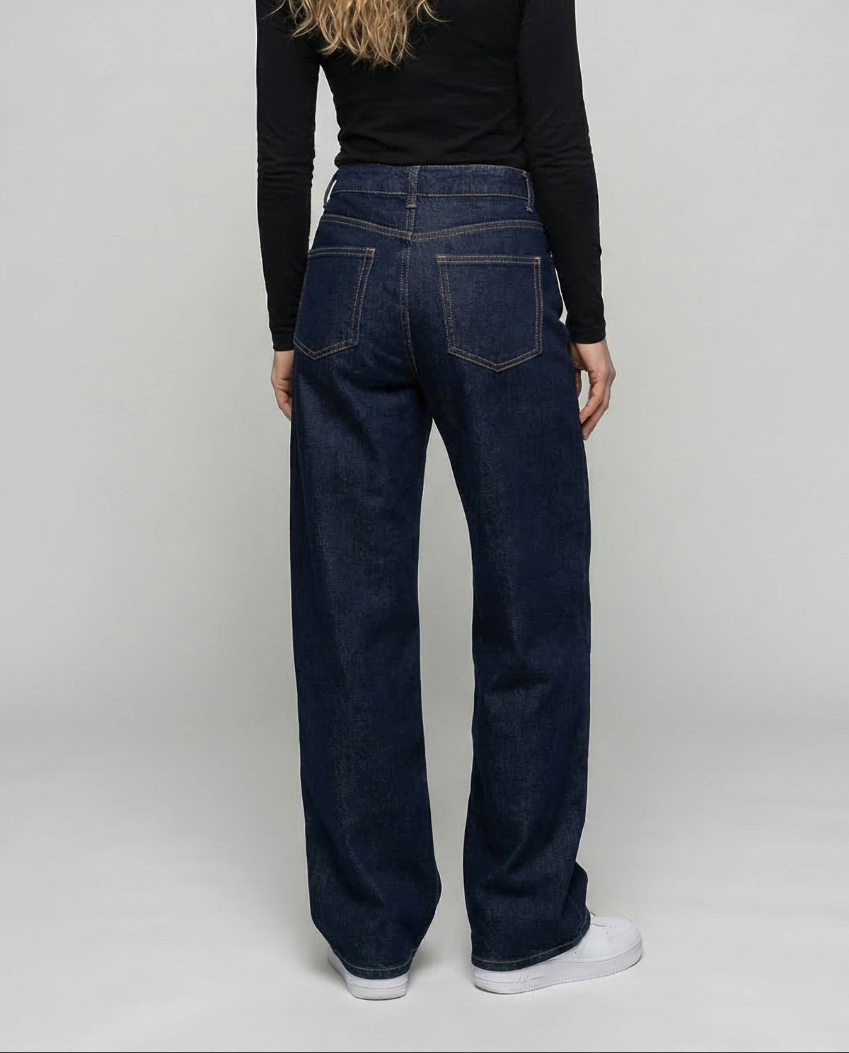 High-Waist-Jeans für Damen mit weitem Bein – lässige Denim-Hose in voller Länge für Streetwear-Outfits