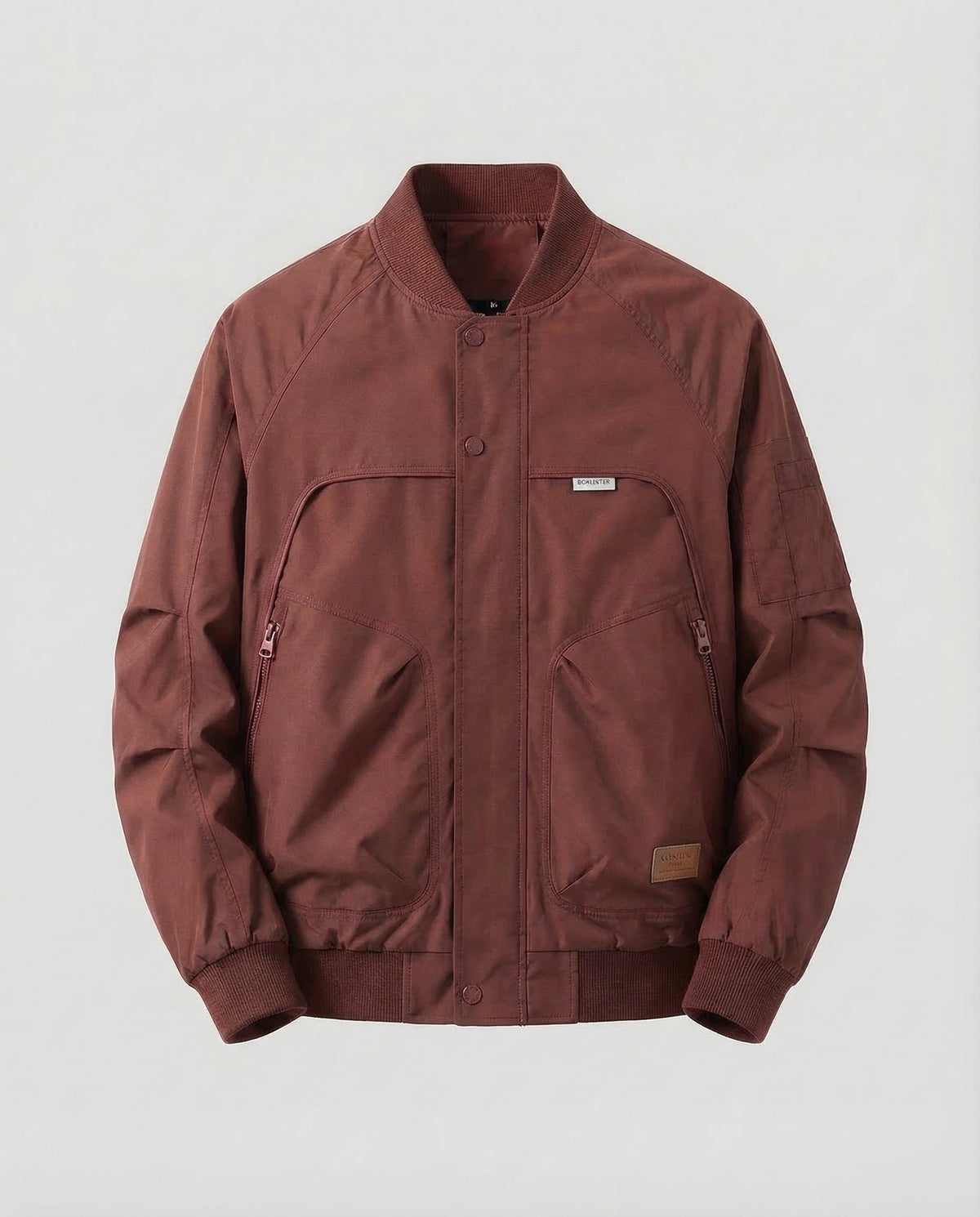 Blusão bomber utilitário de homem, com acabamentos canelados e bolsos com fecho – Agasalho casual elegante para a primavera e o outono