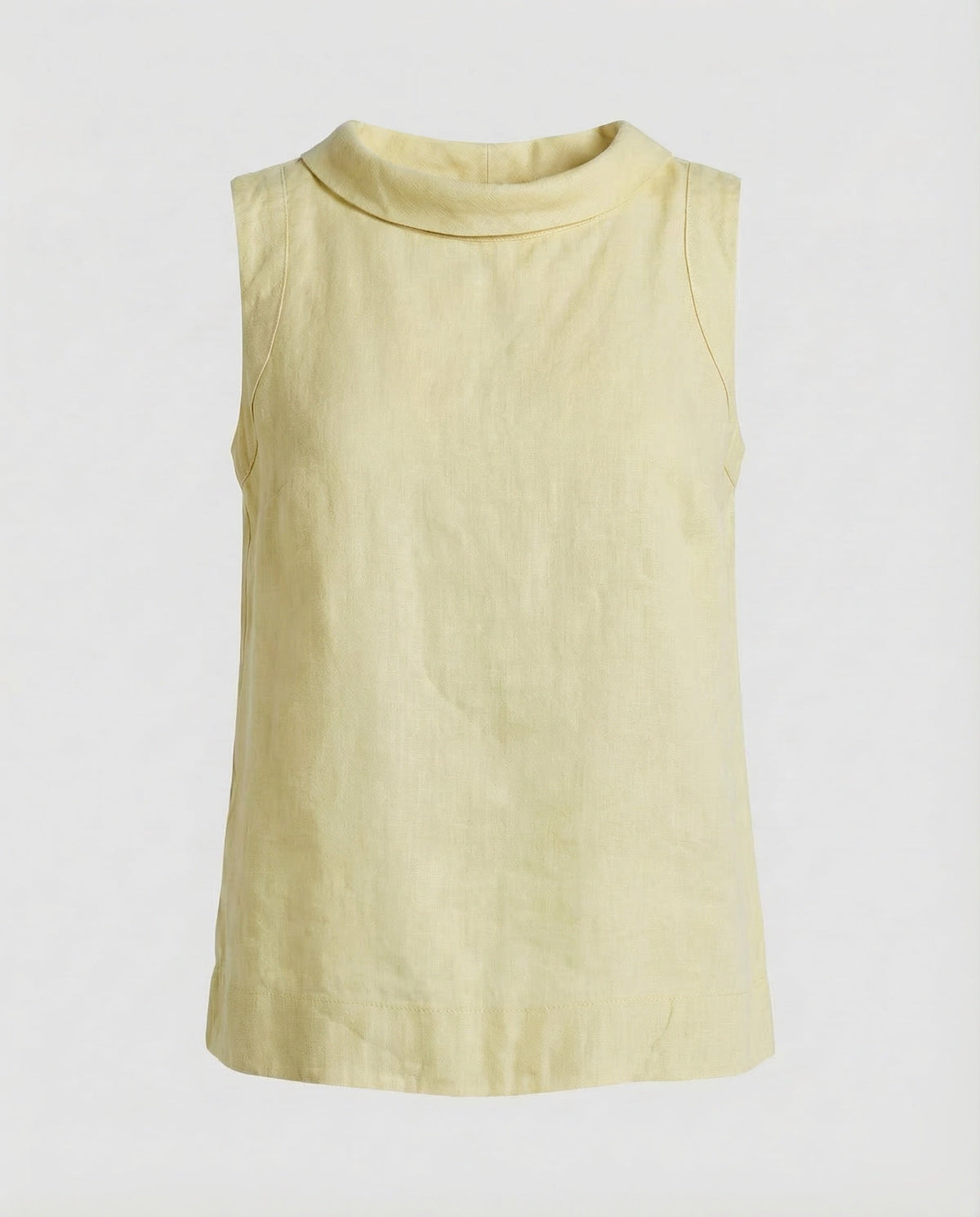 Blusa sem mangas de mulher, com decote redondo dobrado e corte evasé descontraído – Top de verão texturado para looks casual elegantes